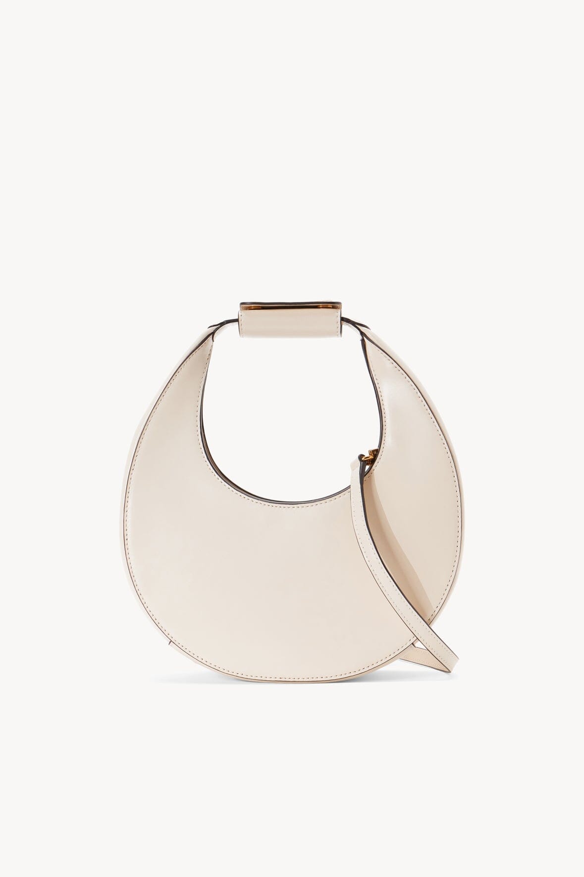 Mini Moon Crossbody Bag with Magnetic Closure | Cream Leather