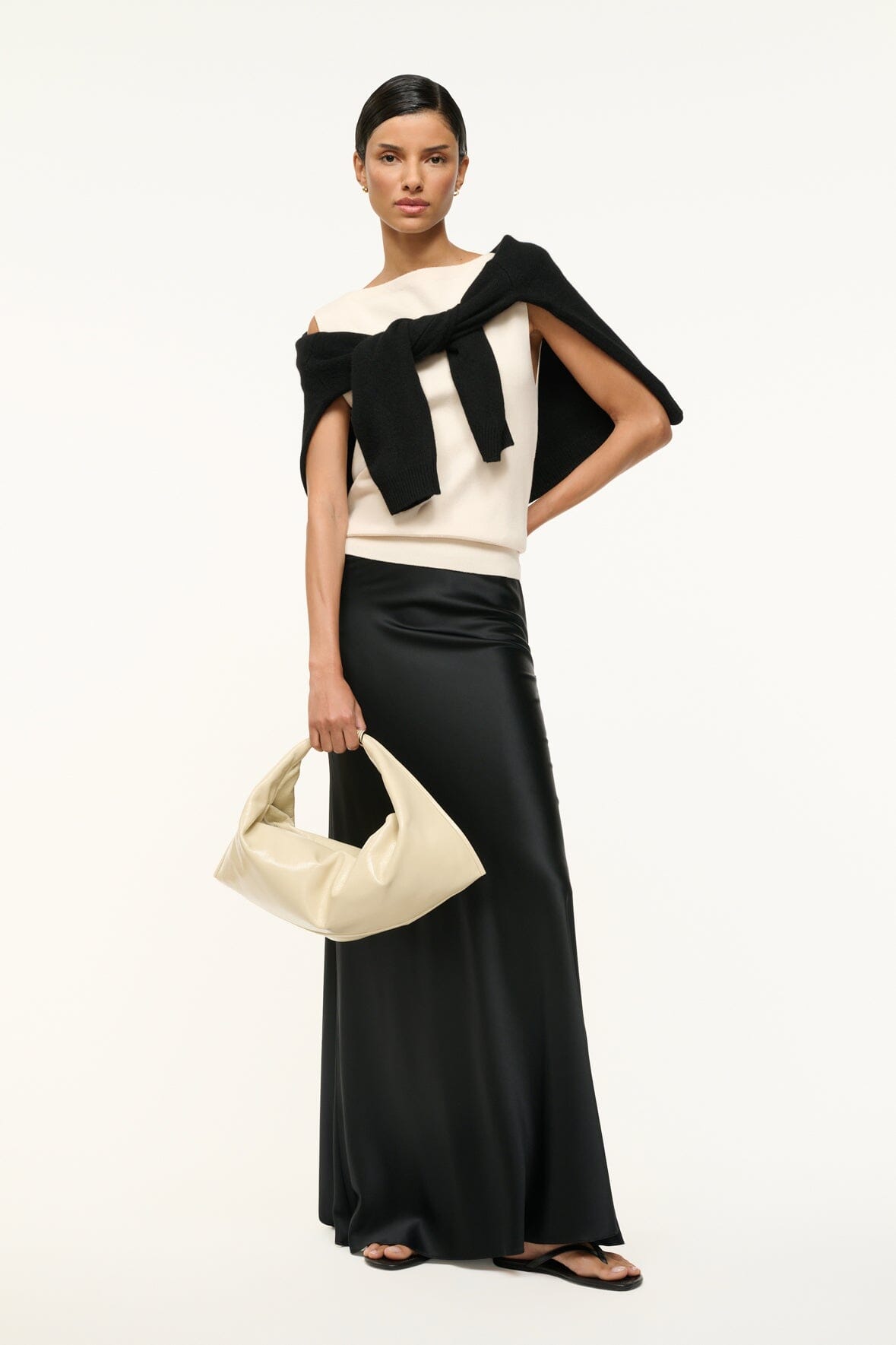 Mini Leather Shoulder Bag with Zip Closure | Cream Ronnie Bag