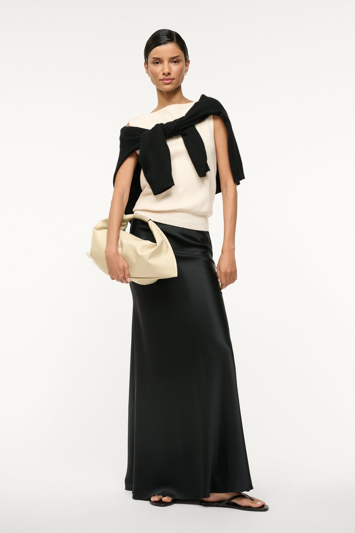 Mini Leather Shoulder Bag with Zip Closure | Cream Ronnie Bag