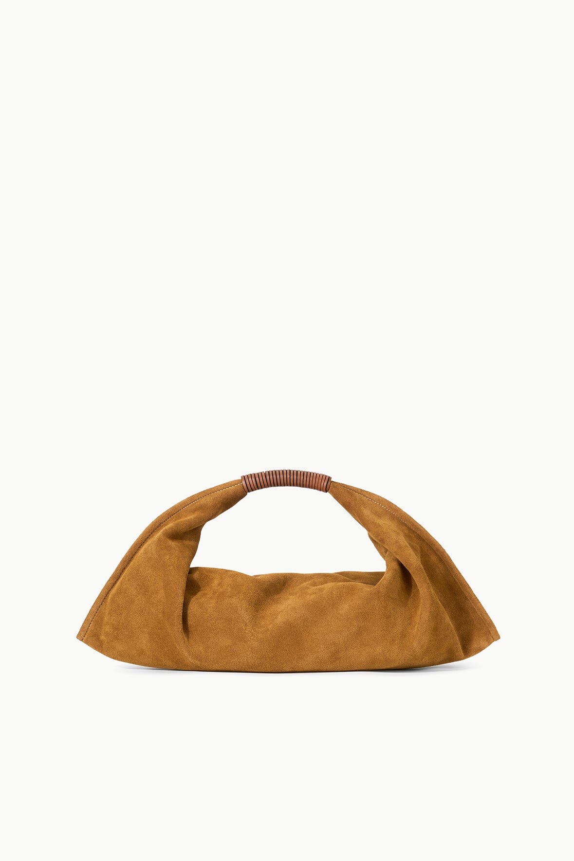 Mini Shoulder Bag in Tan Suede with Zip Closure | Mini Ronnie