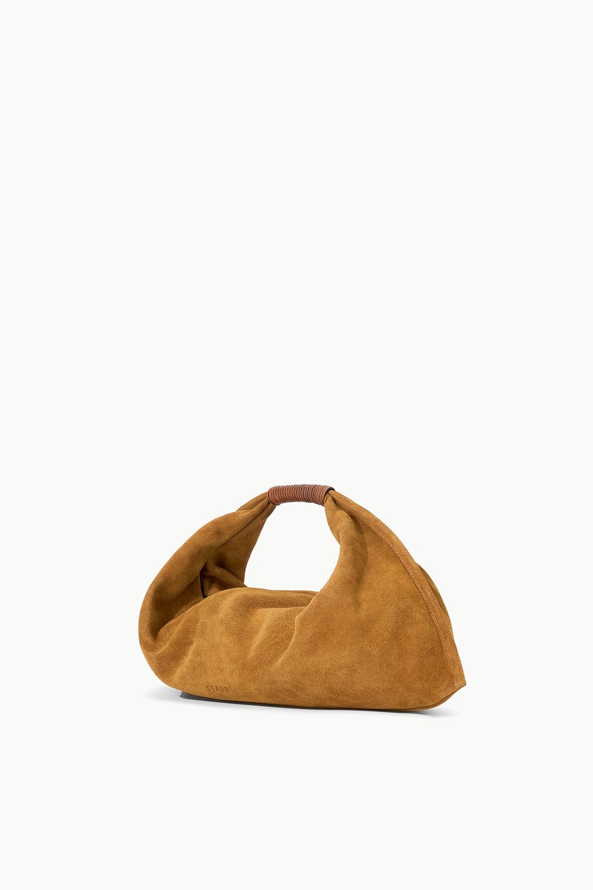 Mini Shoulder Bag in Tan Suede with Zip Closure | Mini Ronnie