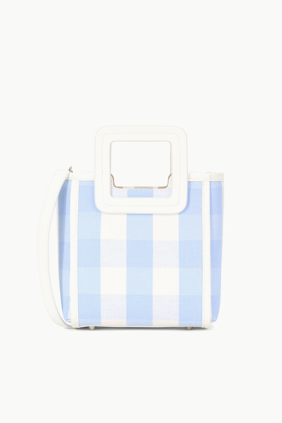 Mini Shirley Bag with Removable Pouch & Adjustable Strap | Sky Gingham