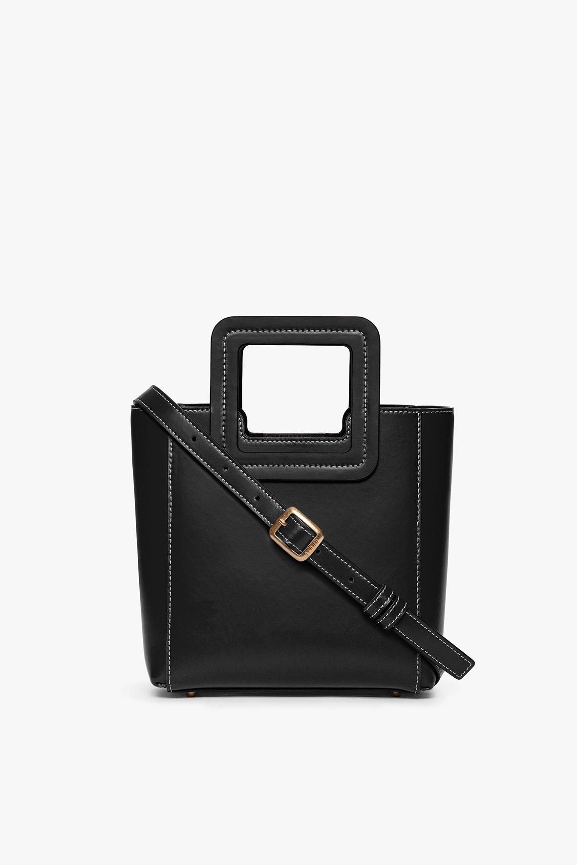 Mini Leather Crossbody Bag with Removable Pouch | Shirley Black
