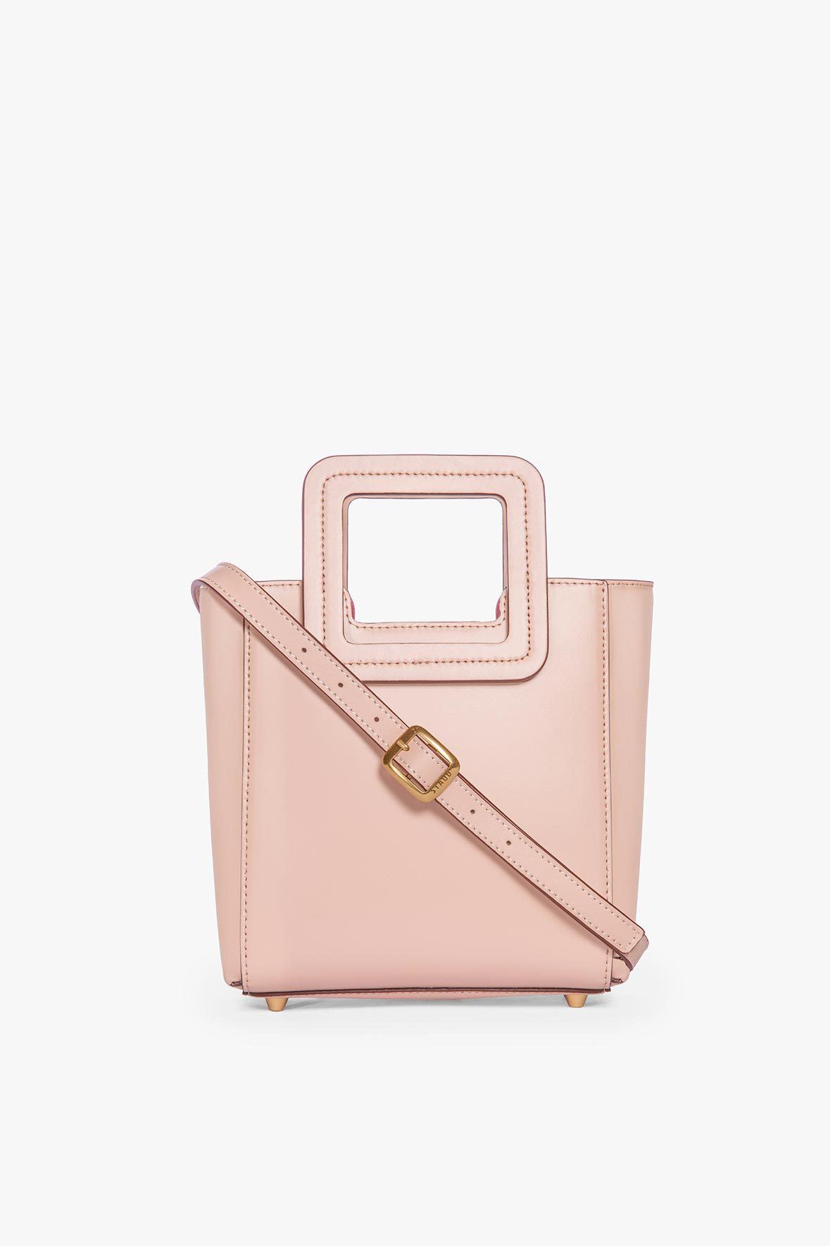 Mini Leather Tote Bag with Removable Crossbody Strap | Shirley Blush