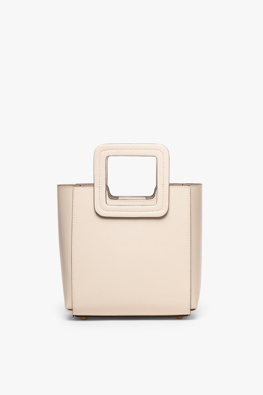 Mini Shirley Leather Crossbody Bag with Removable Pouch | Cream