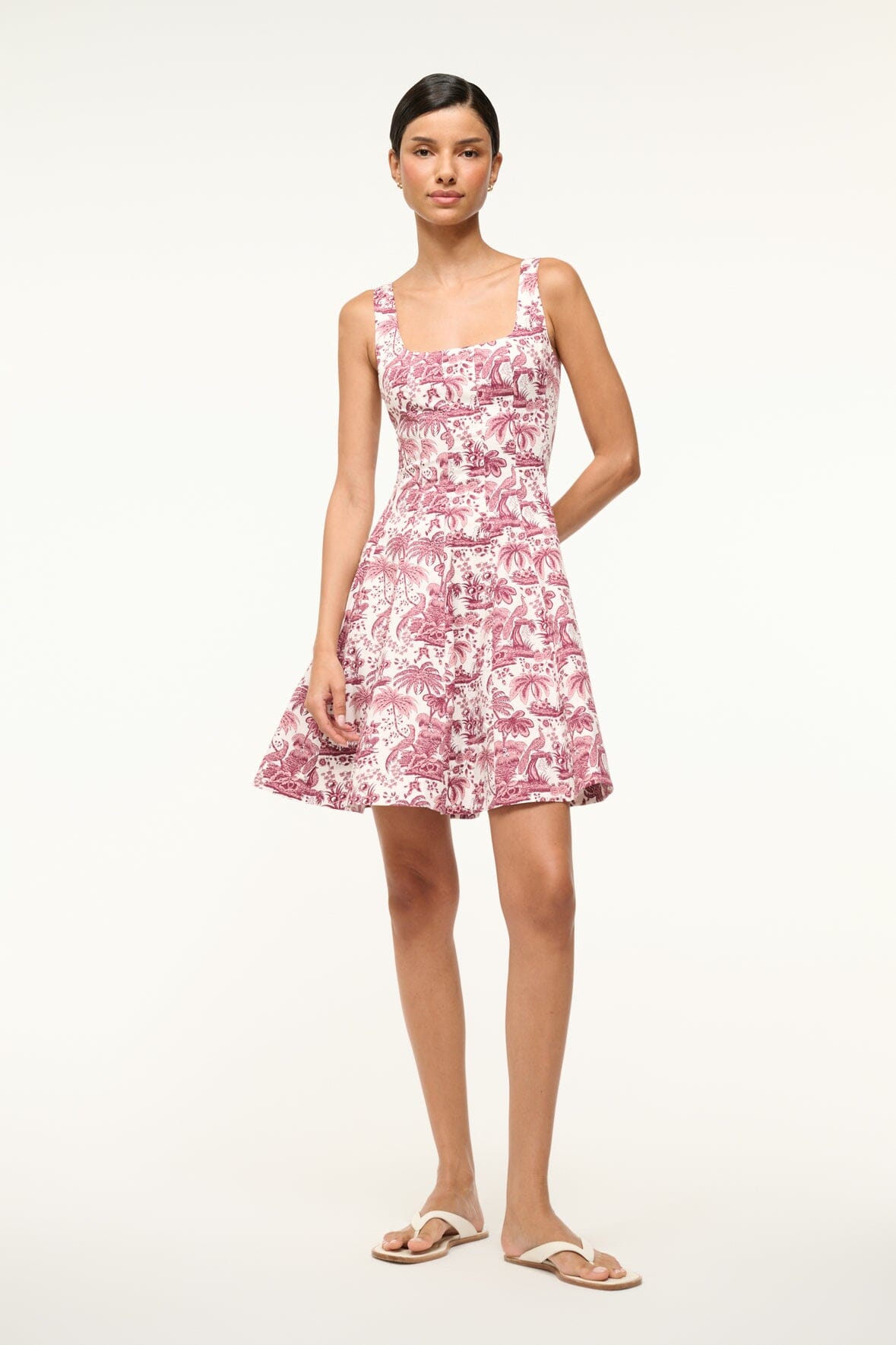 Corset Mini Dress with A-Line Skirt | Bordeaux Toile