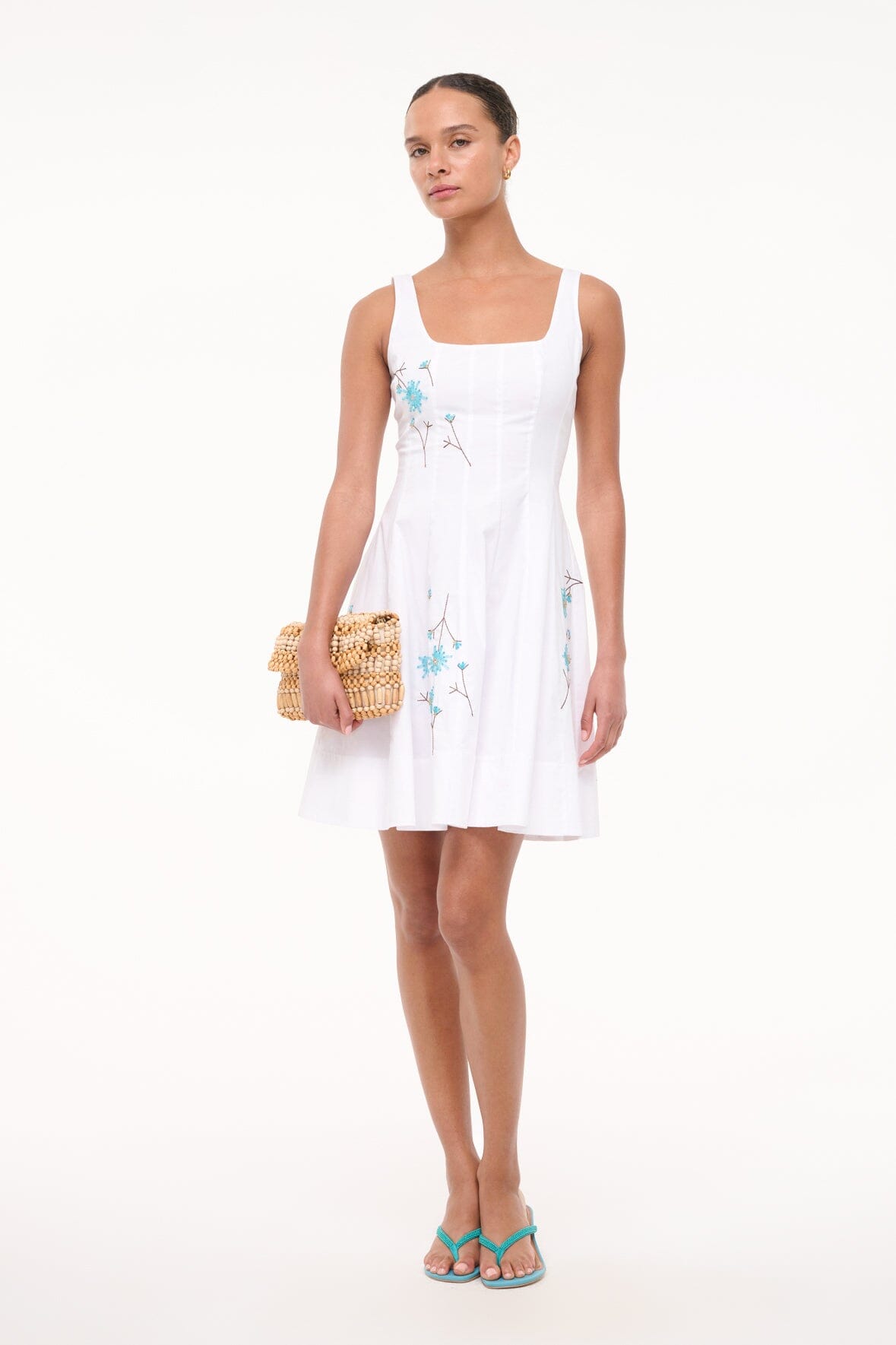 Mini Corset Dress with Beaded Detailing | Dandelion White