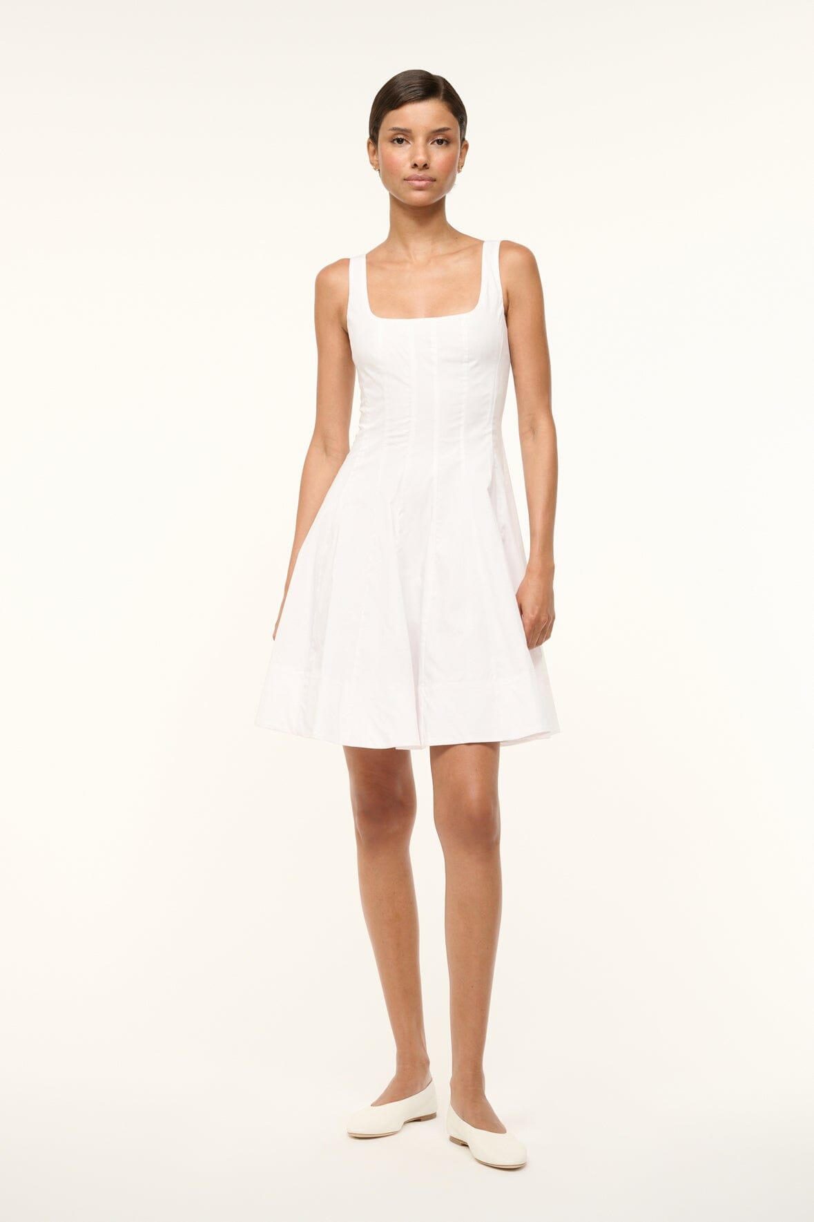 Mini Corset Dress in White | Lightweight Cotton Poplin | Wells Dress