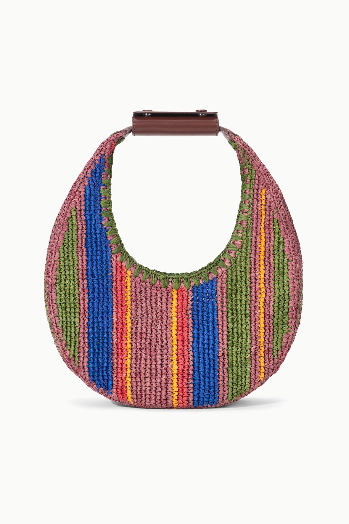 Striped Raffia Tote Bag with Magnetic Closure | STAUD Moon