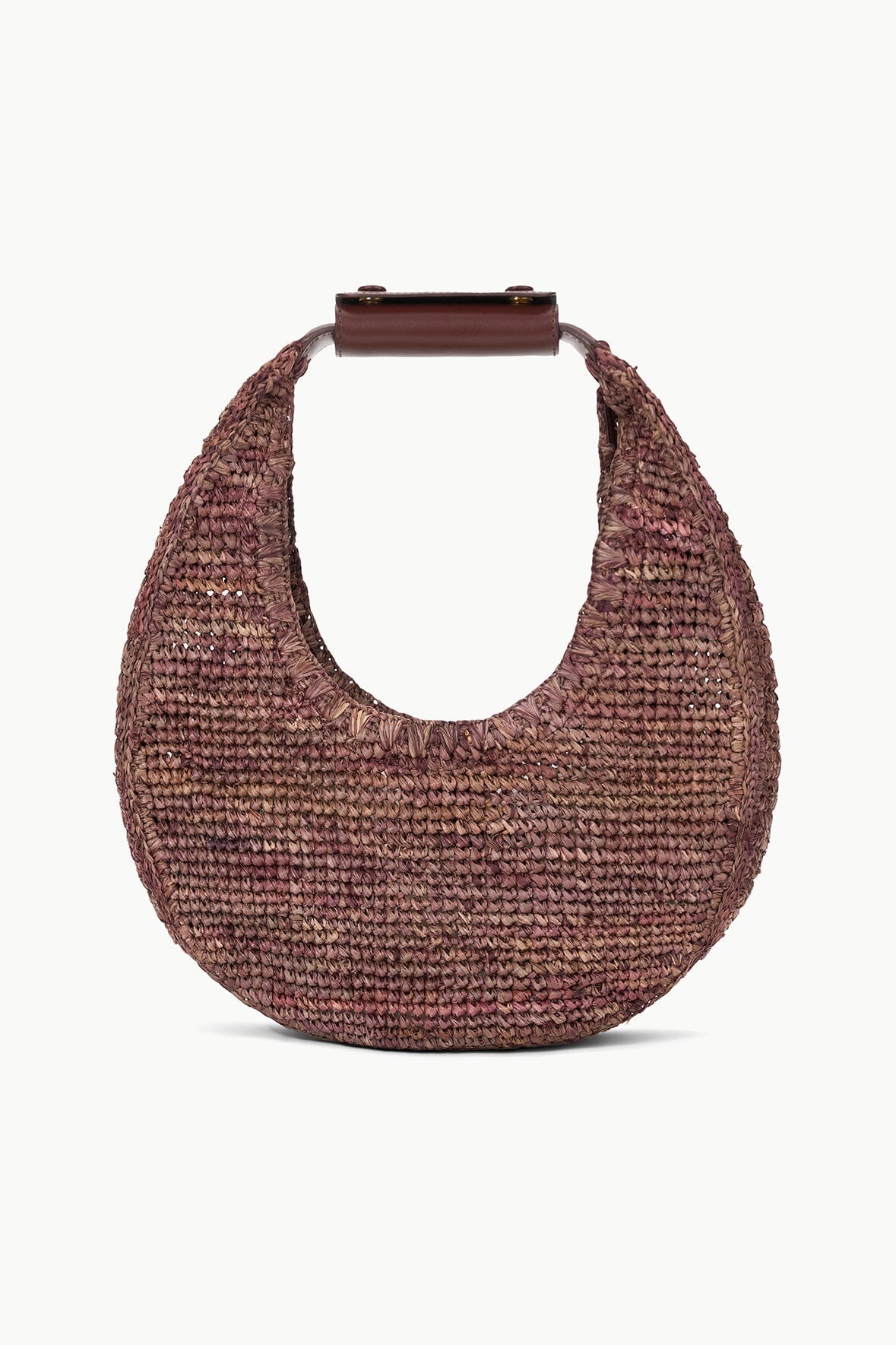 Woven Raffia Handbag with Magnetic Closure | Moon Mahogany