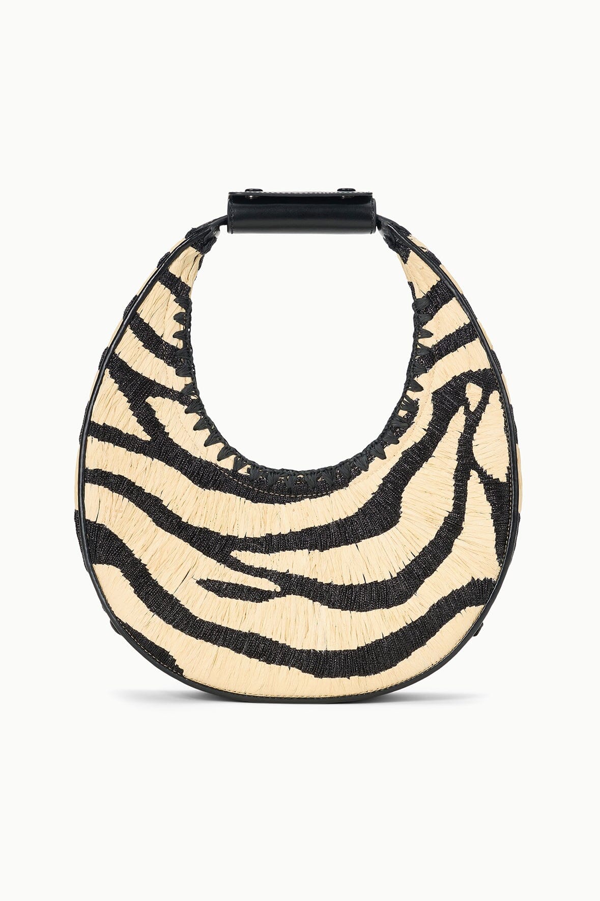 Zebra Print Raffia Tote Bag with Magnetic Closure | STAUD Moon