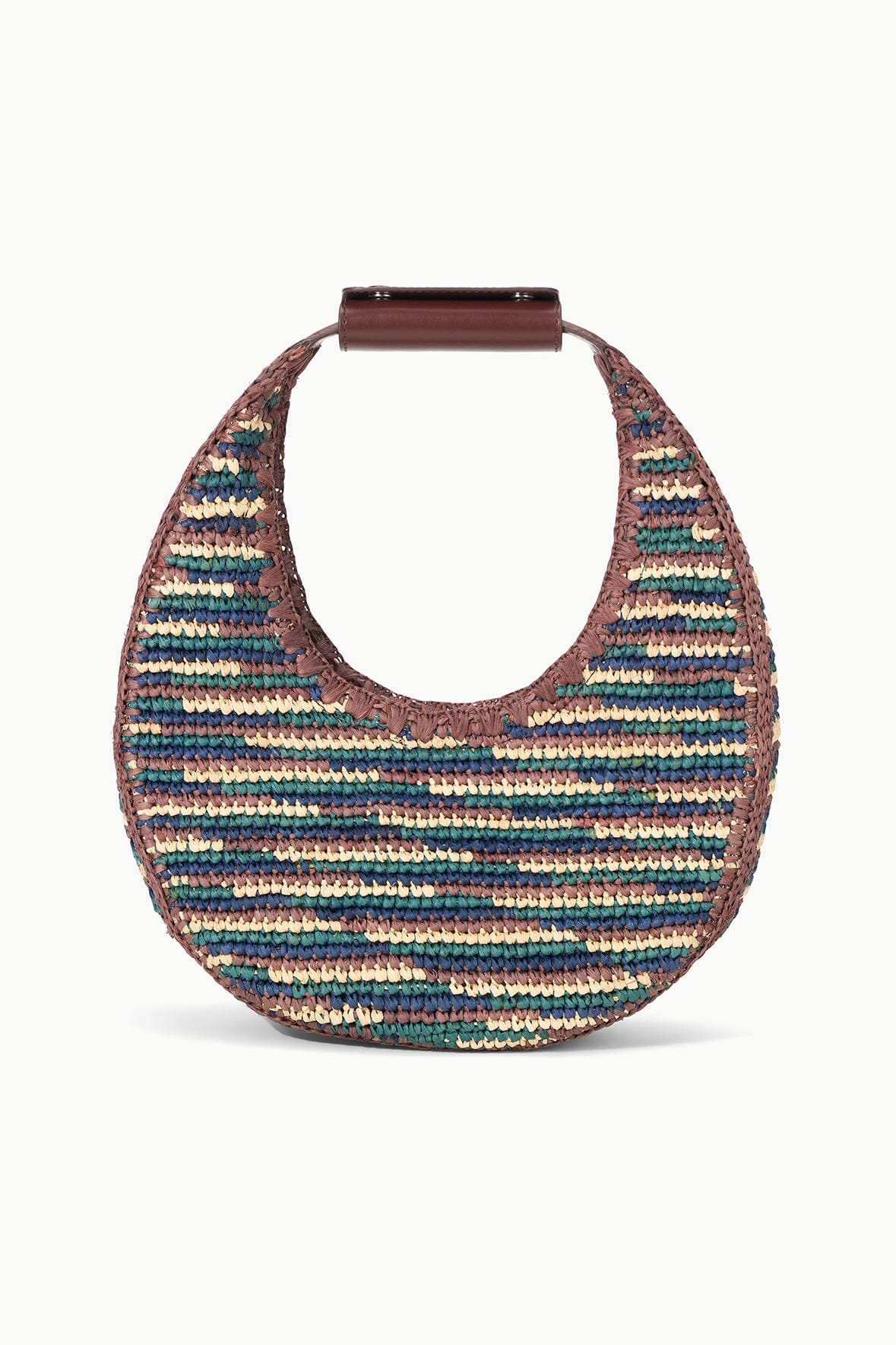 Multicolor Raffia Tote Bag with Magnetic Closure | STAUD Moon