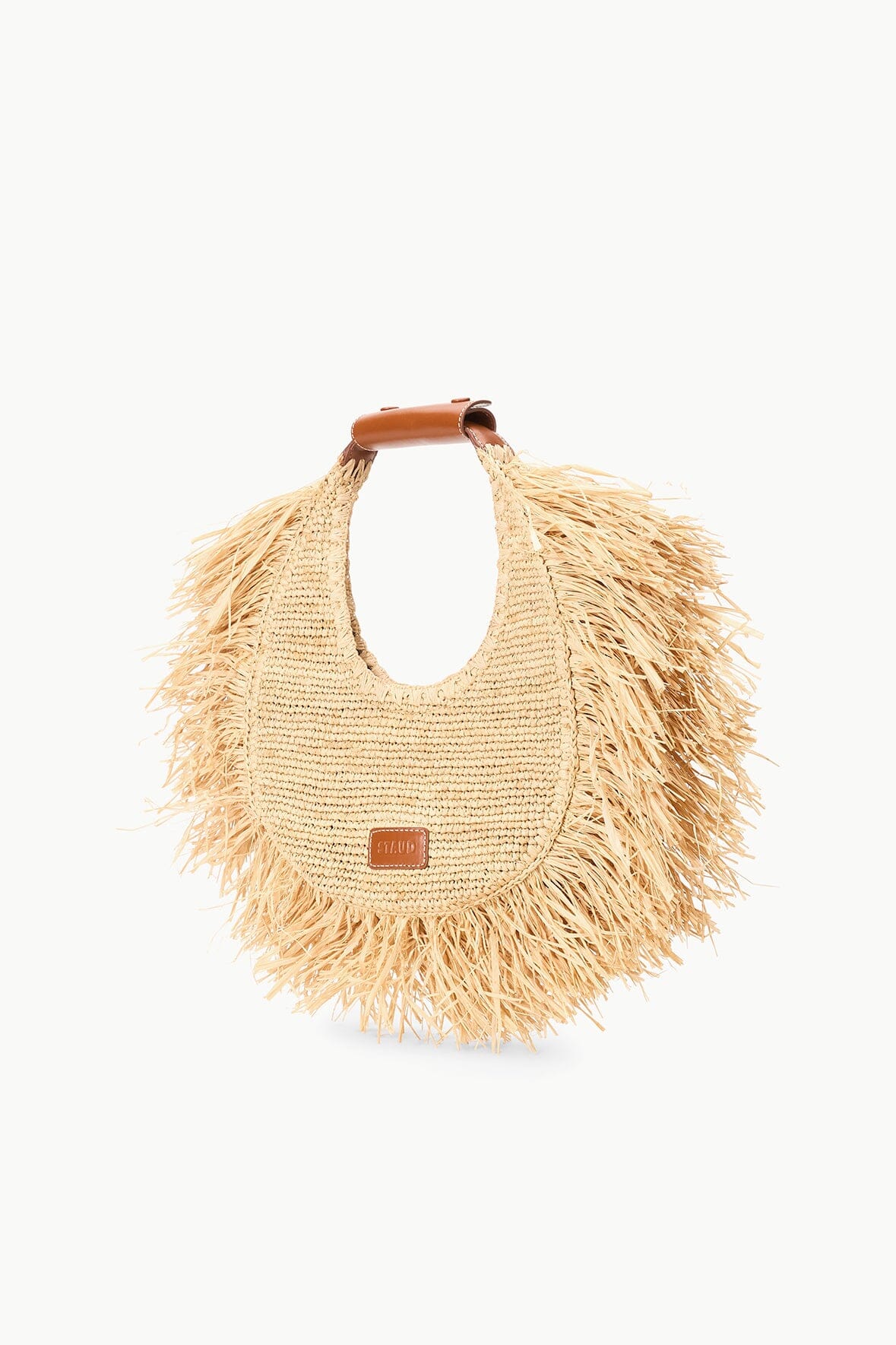 Raffia Tote Bag with Fringe Trim & Magnetic Closure | STAUD Moon