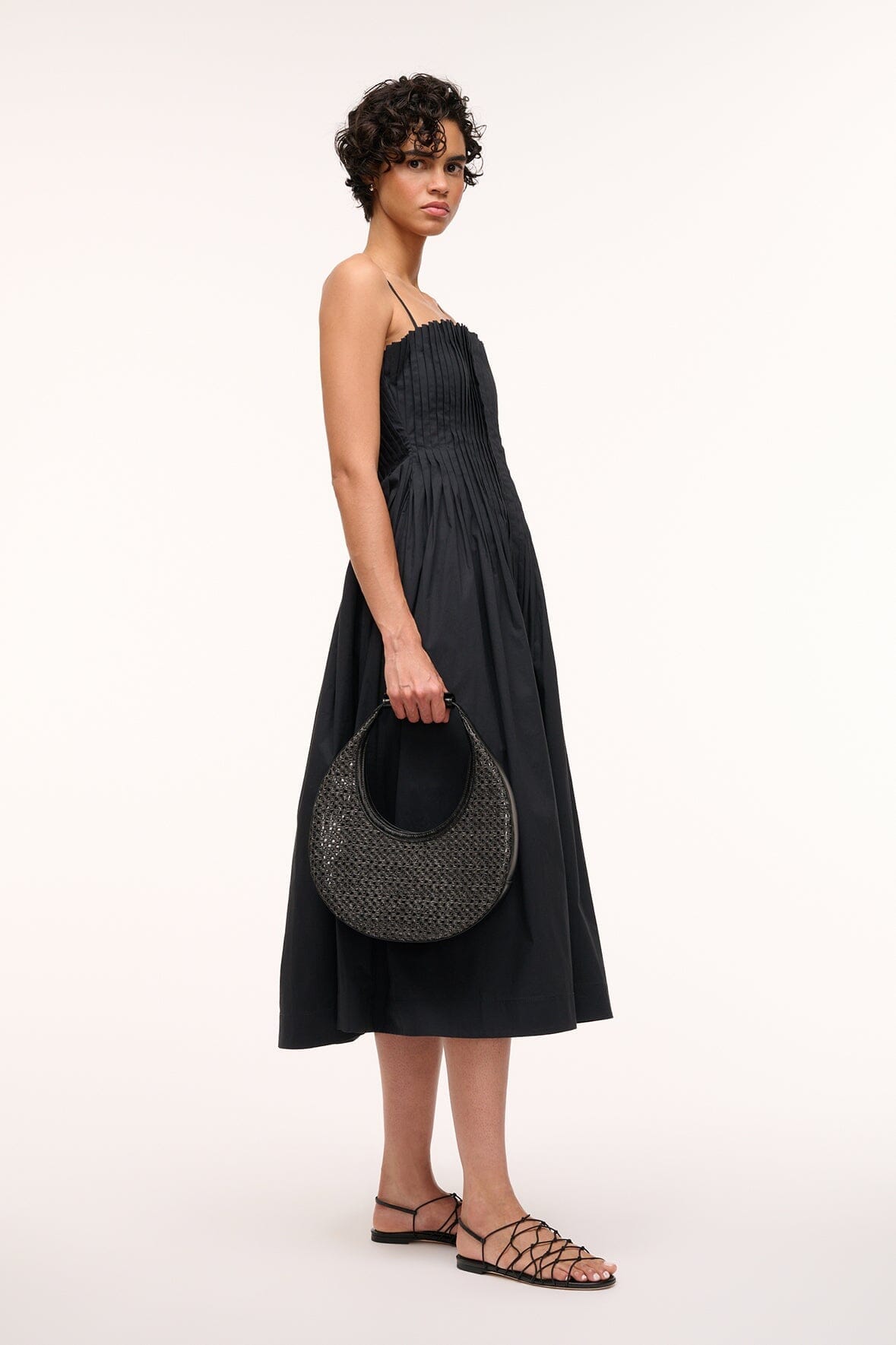 Woven Leather Moon Bag with Clear Lining | Spring Fashion