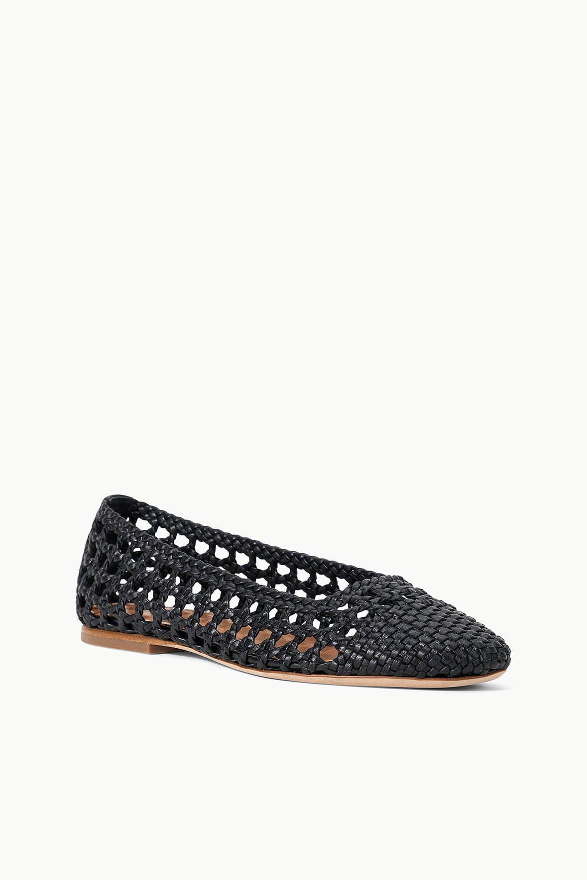 Hand-Woven Black Leather Ballerina Flats | Nell Crochet