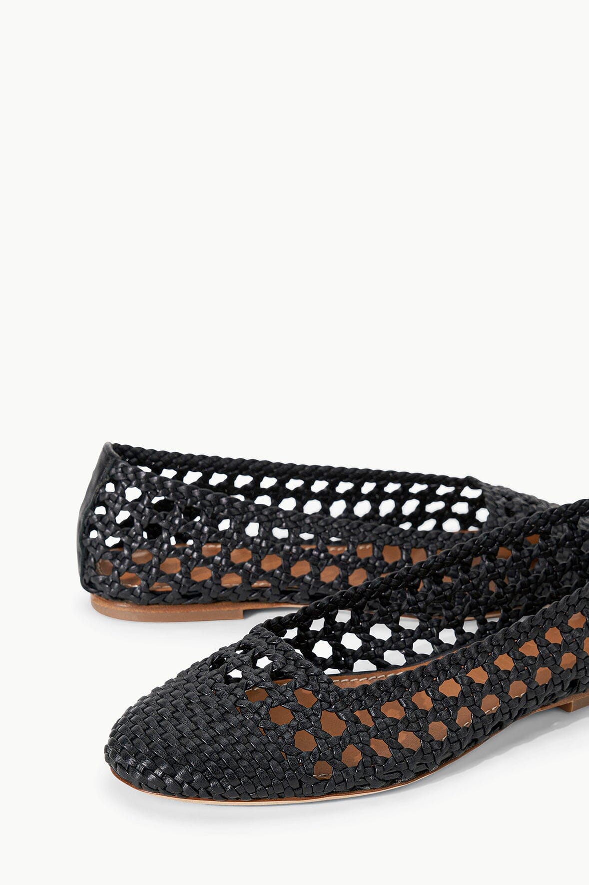 Hand-Woven Black Leather Ballerina Flats | Nell Crochet
