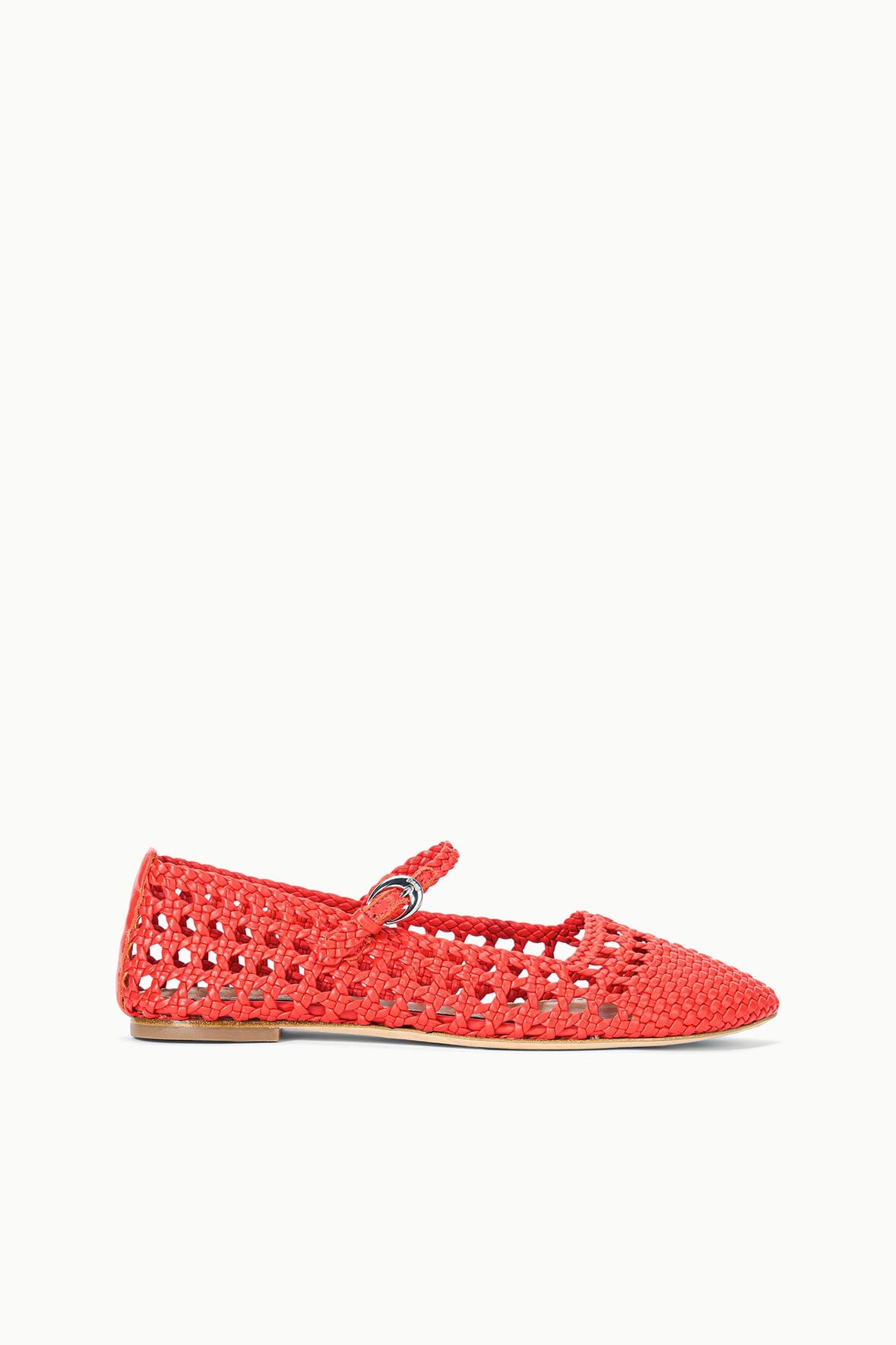 Hand-Woven Mary Jane Flats with Cushioned Footbed | Nell Wild Poppy