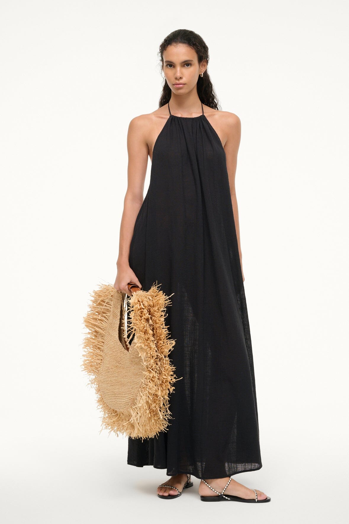 Lightweight Cotton Gauze Maxi Cover-Up Dress with Halter Neck | Nightshade