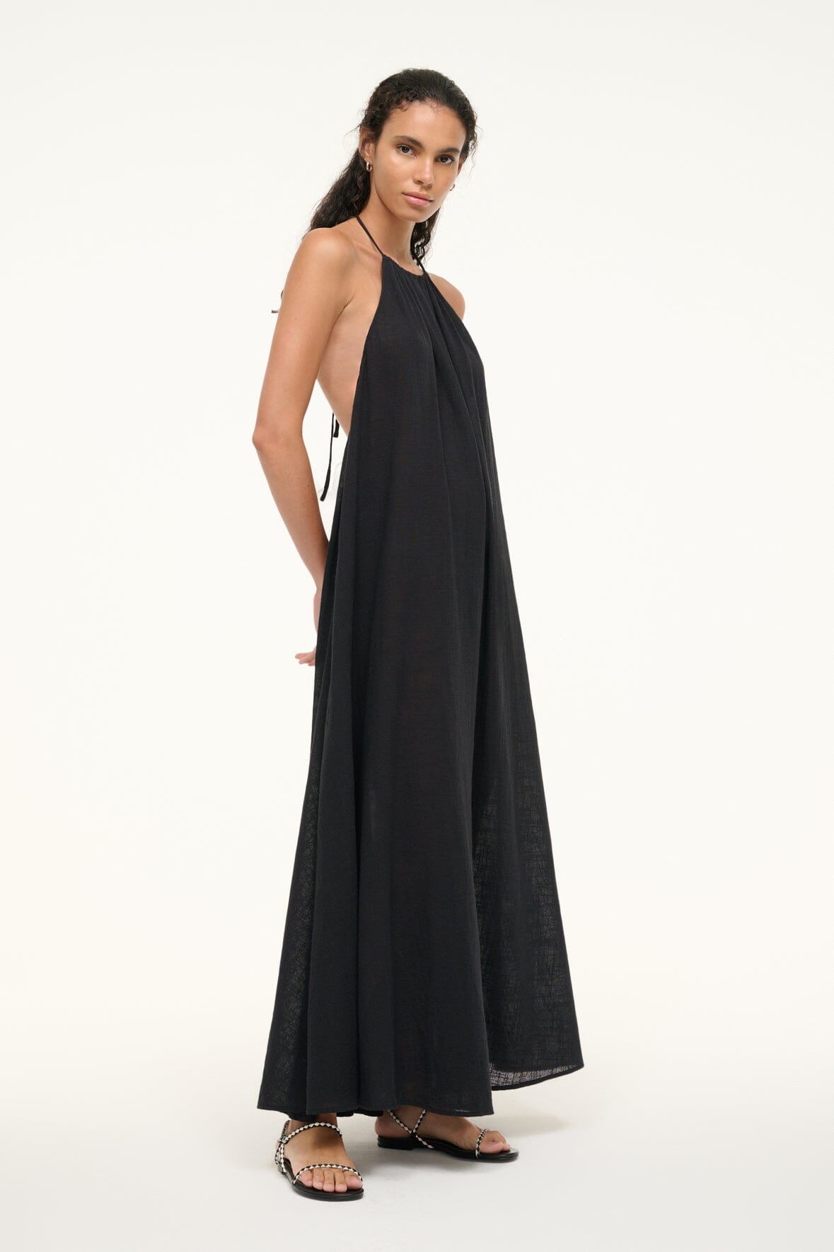 Lightweight Cotton Gauze Maxi Cover-Up Dress with Halter Neck | Nightshade