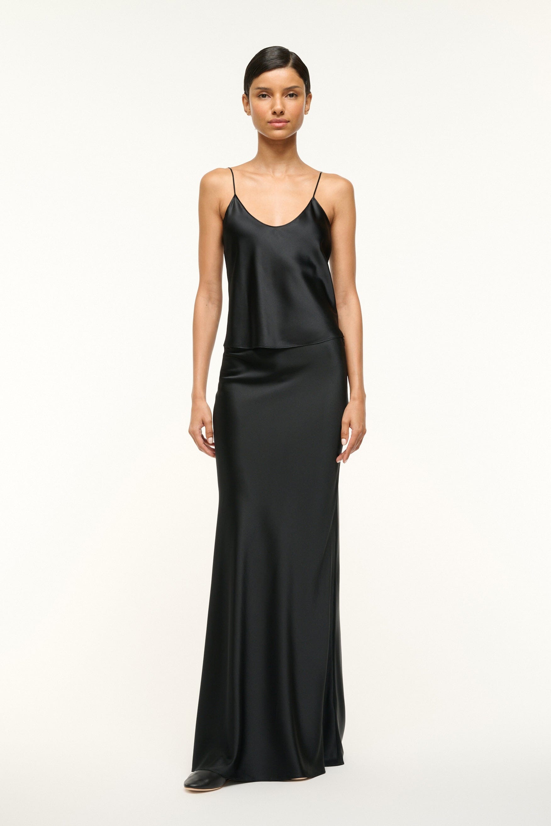 Stretchy Silk Maxi Skirt with Elastic Waistband | Odin Black