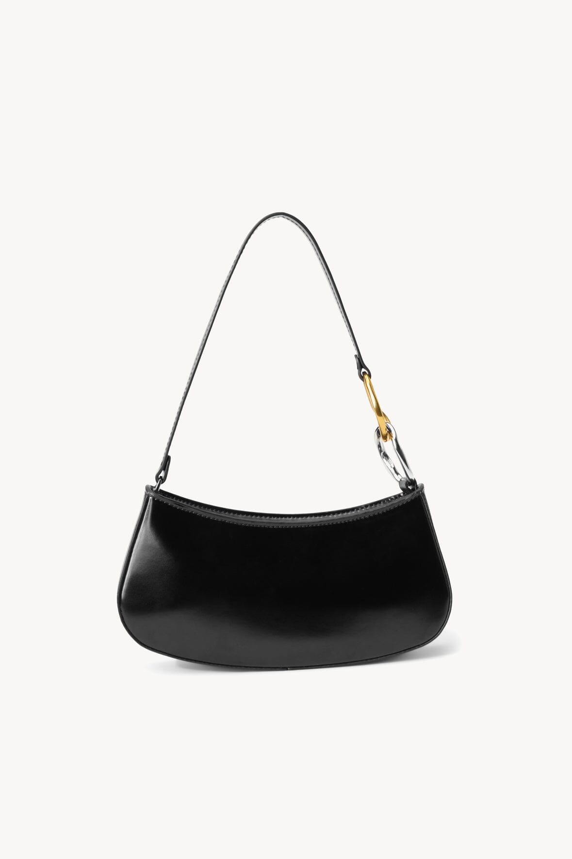 Polished Leather Mini Shoulder Bag with Zip Closure | Ollie Bag Black