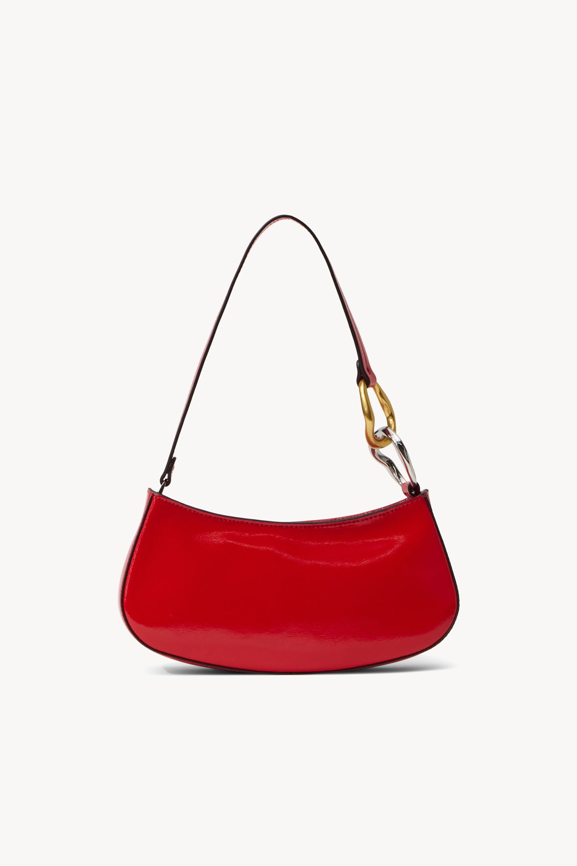 Polished Leather Mini Shoulder Bag with Zip Closure | Ollie Bag Cherry