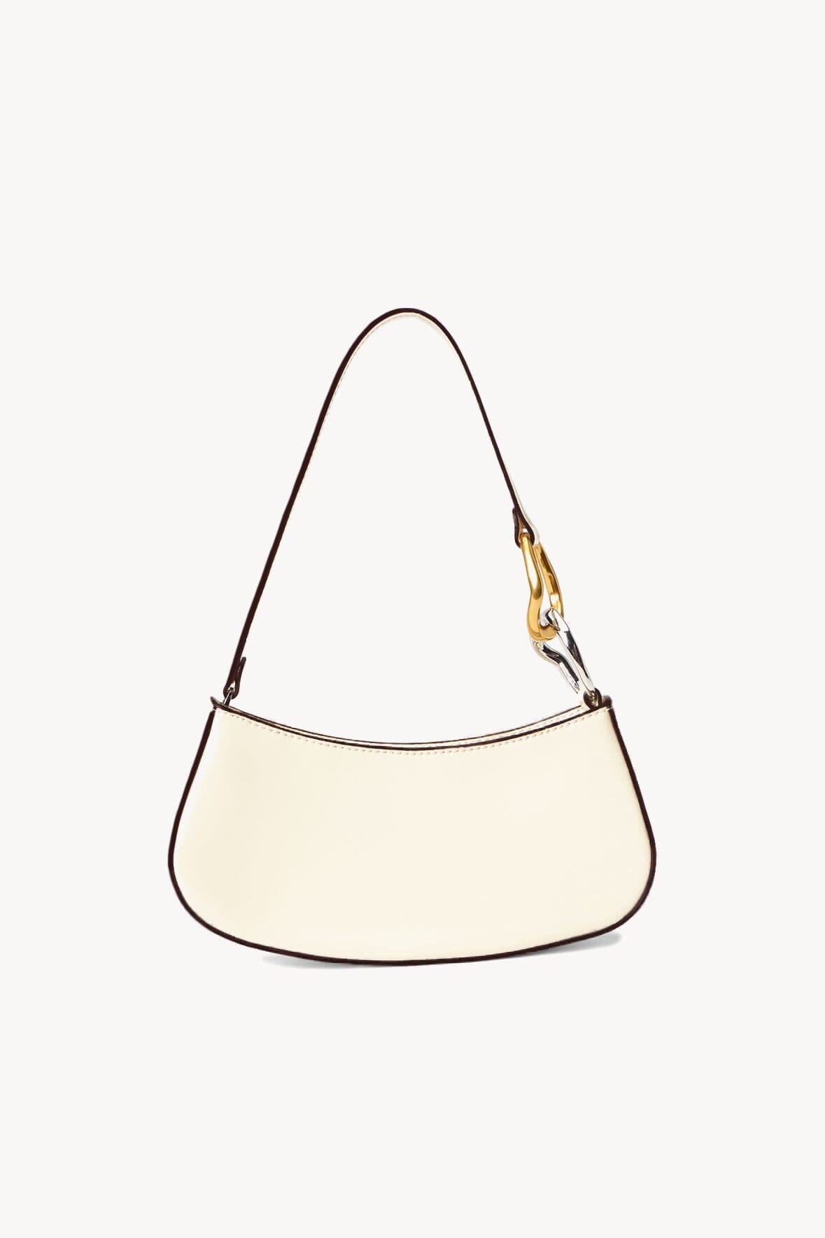 Polished Leather Mini Shoulder Bag with Zip Closure | Ollie Bag Cream