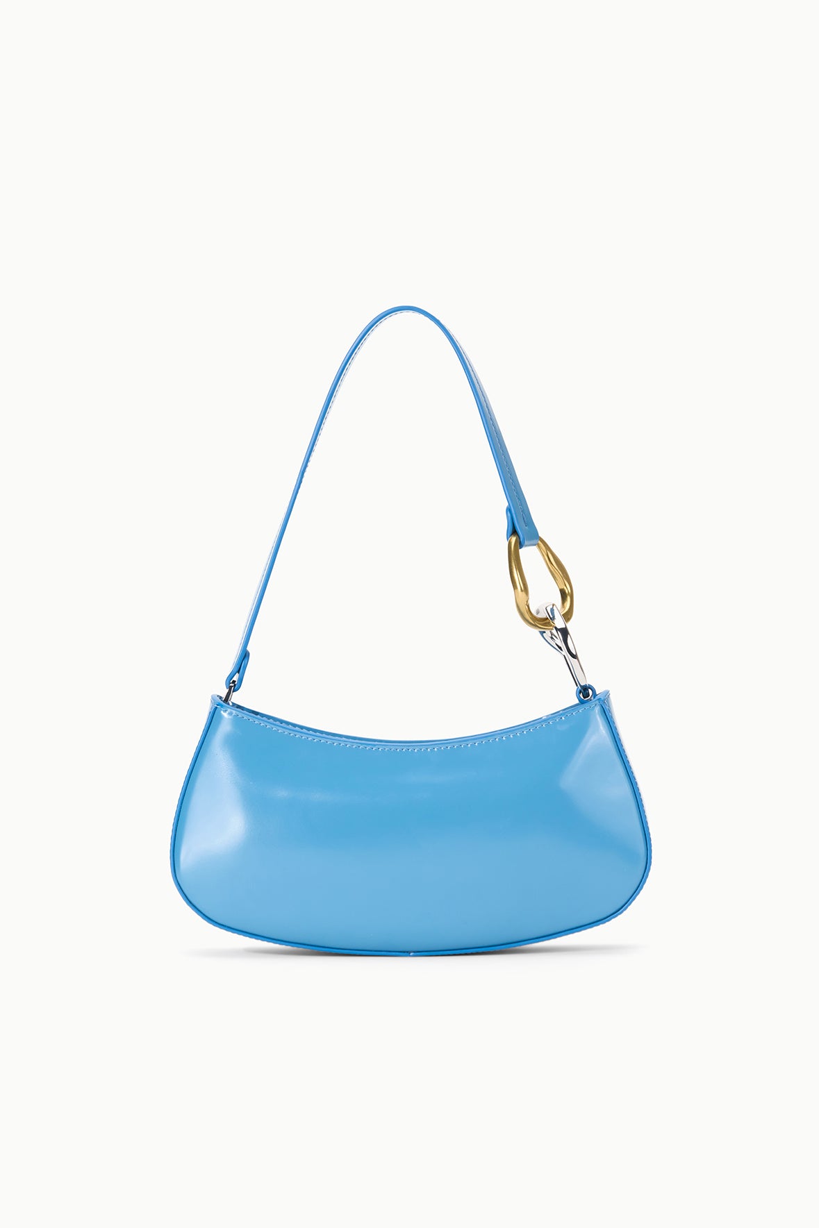 Mini Leather Shoulder Bag with Zip Closure | Staud Blue
