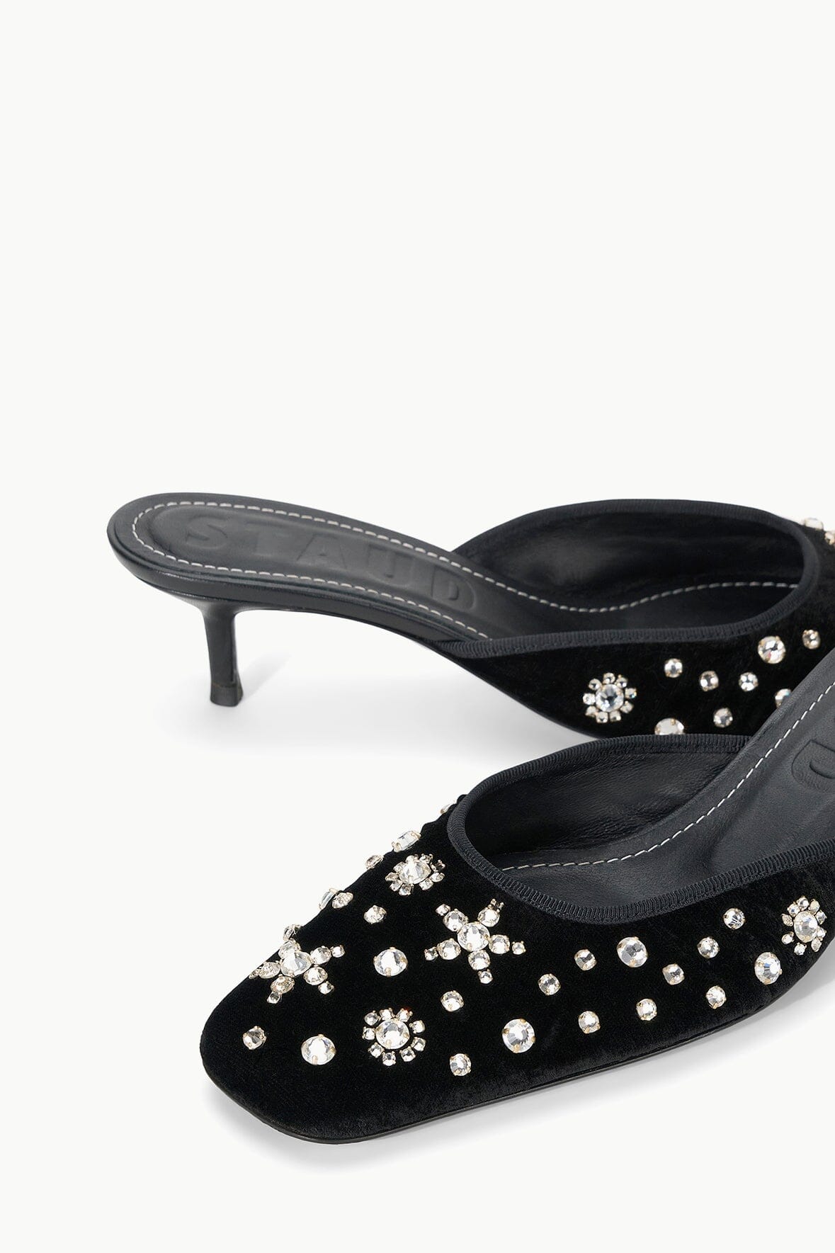 Kitten Heel Shoes with Beaded Satin Upper | Otto Starry Night