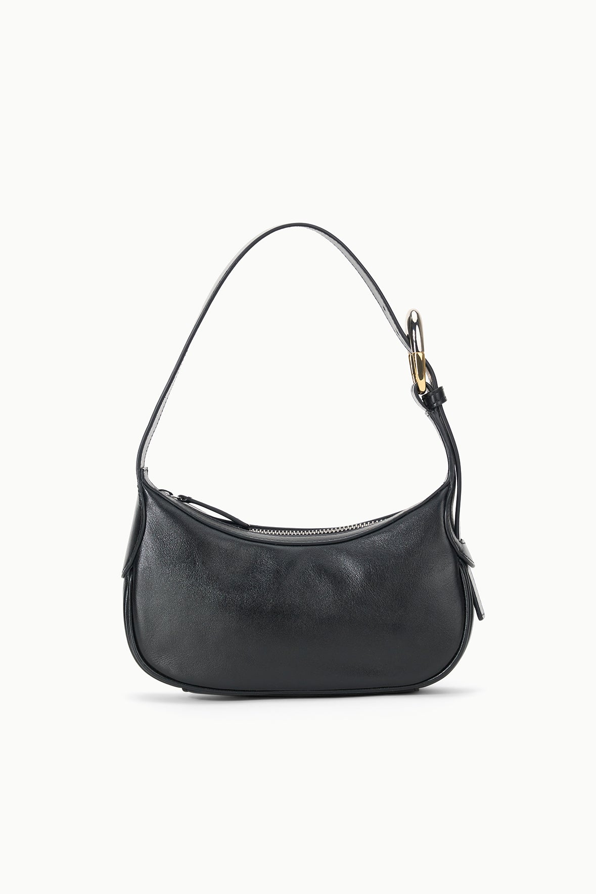 Leather Shoulder Bag with Moon-Buckle Hardware | Owen Black