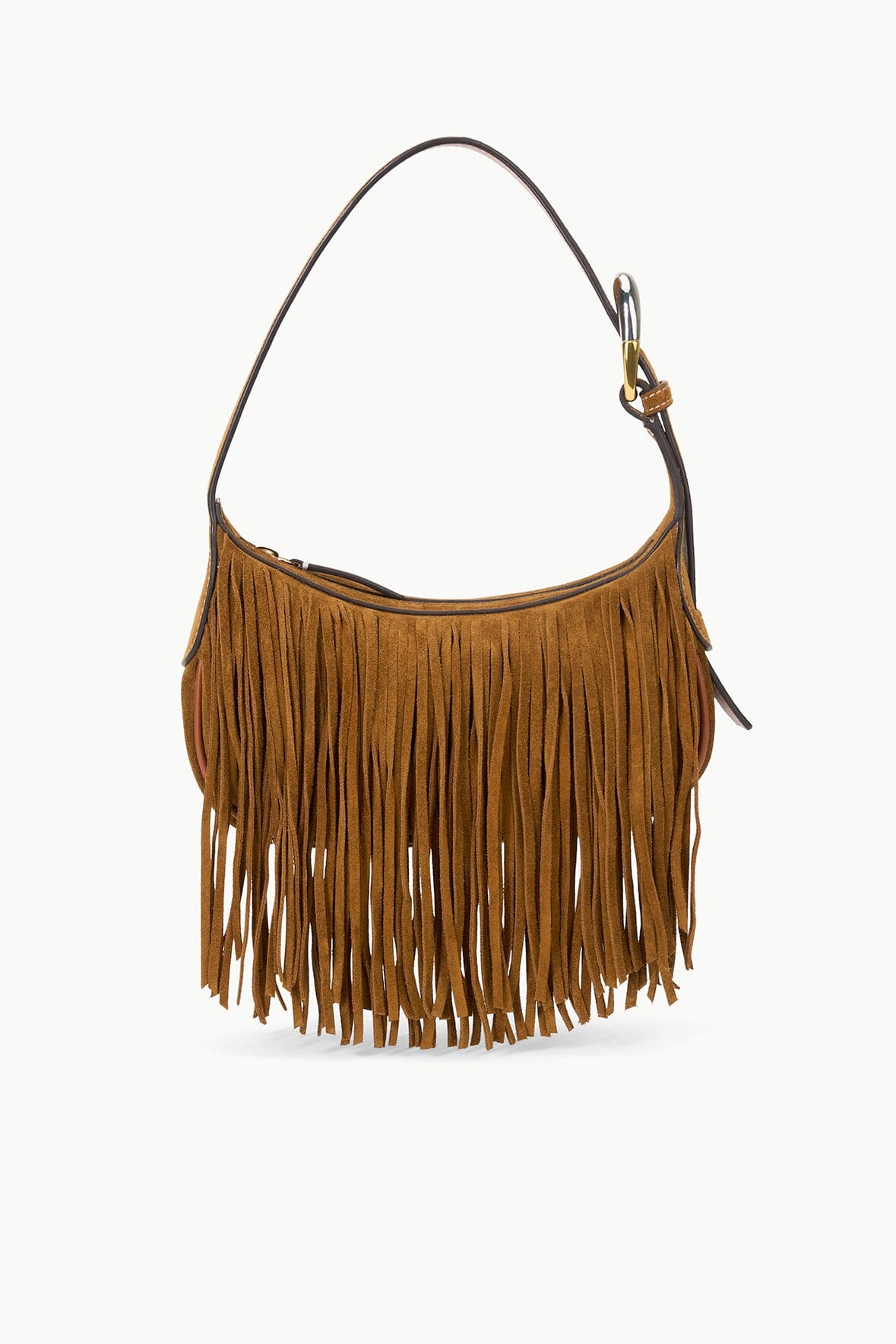 Fringed Suede Shoulder Bag with Moon-Buckle | Owen Tan