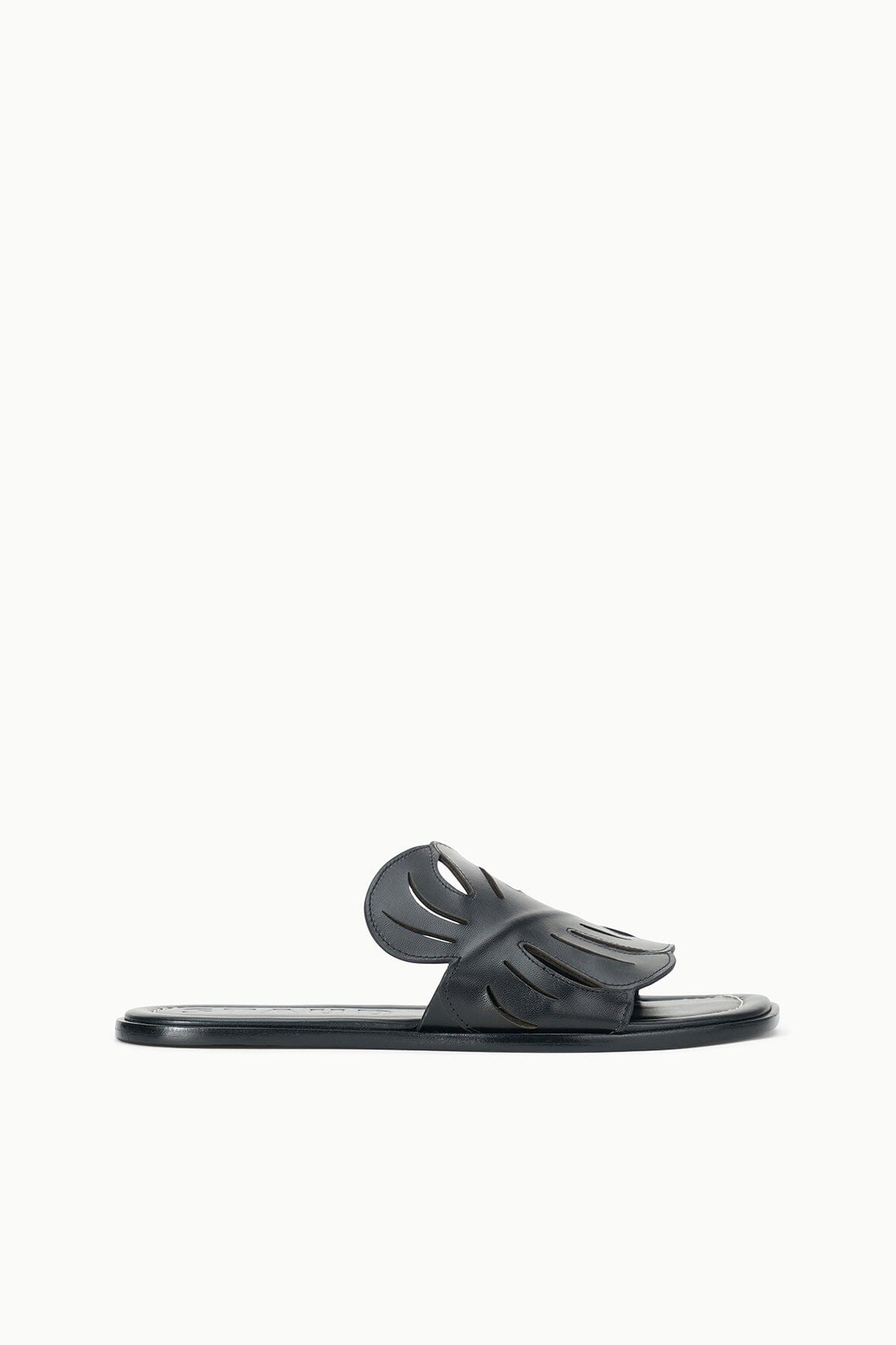 Leaf-Design Leather Slide Sandals | Palm Sandal Black