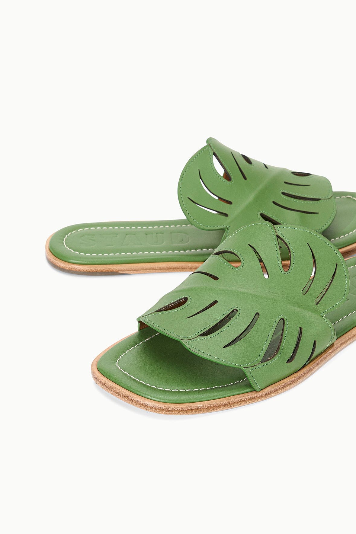 Leaf-Shaped Leather Summer Slide Sandal | Palm Sandal