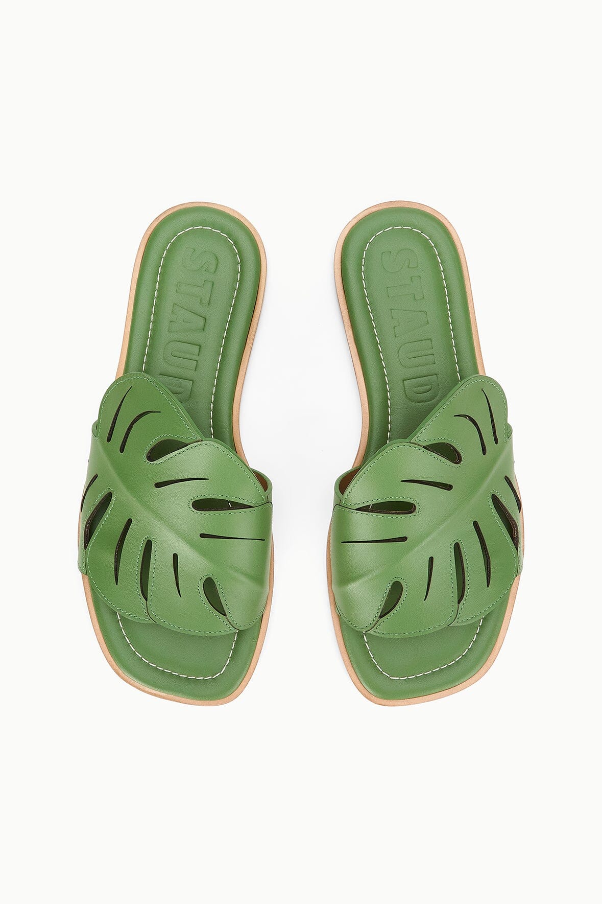 Leaf-Shaped Leather Summer Slide Sandal | Palm Sandal
