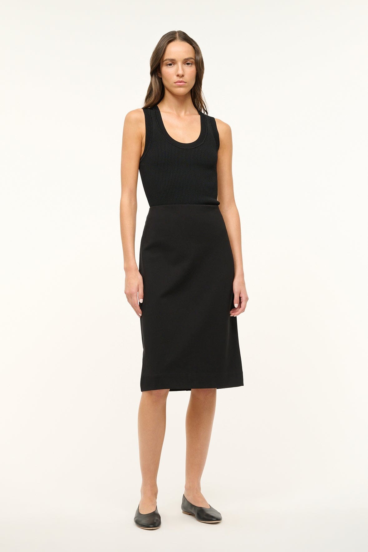 Stretchy Ponte Pencil Skirt with Hidden Zipper | Pascale Black