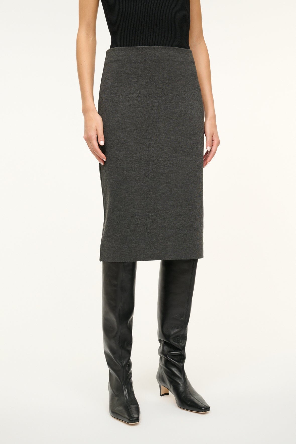 Stretchy Ponte Pencil Skirt with Hidden Zipper | Pascale Heather Grey