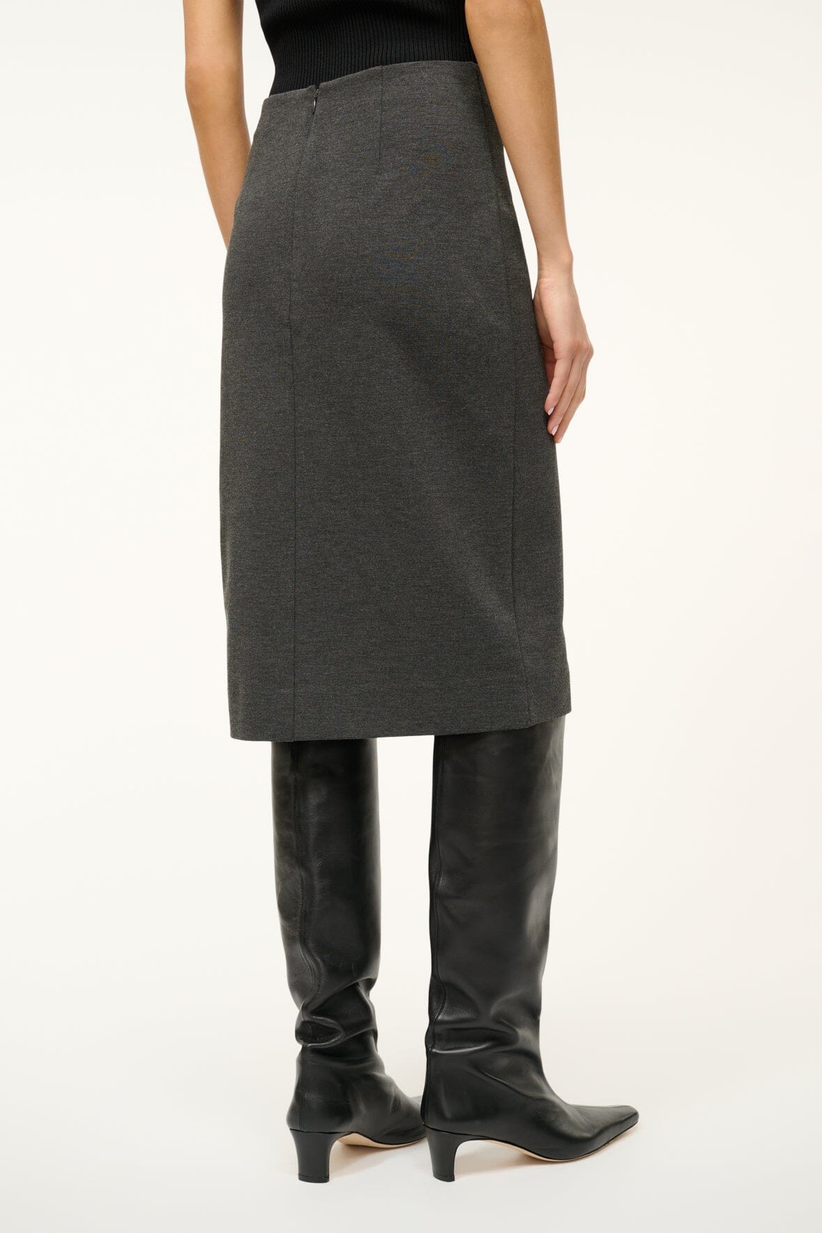 Stretchy Ponte Pencil Skirt with Hidden Zipper | Pascale Heather Grey