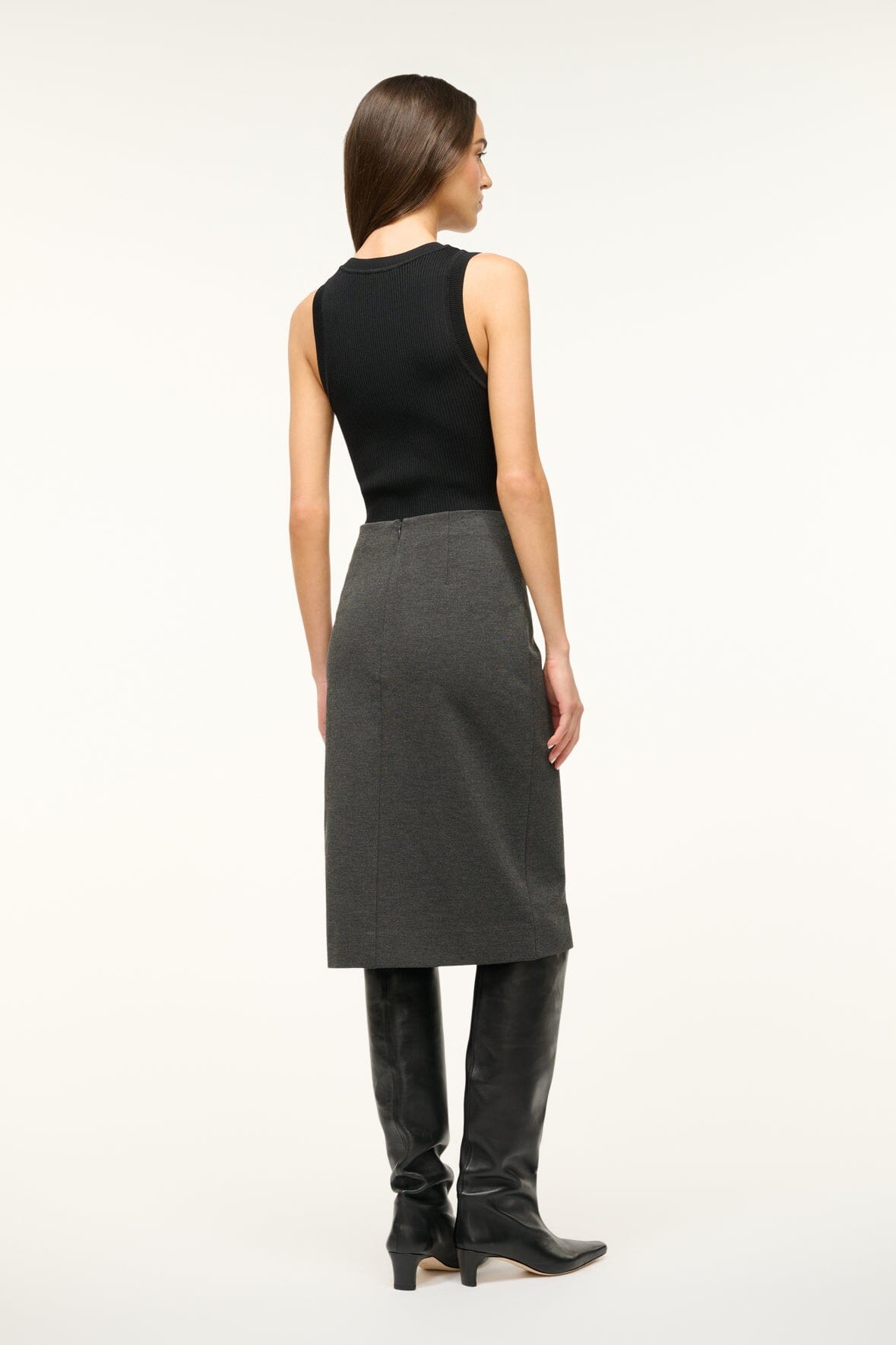 Stretchy Ponte Pencil Skirt with Hidden Zipper | Pascale Heather Grey