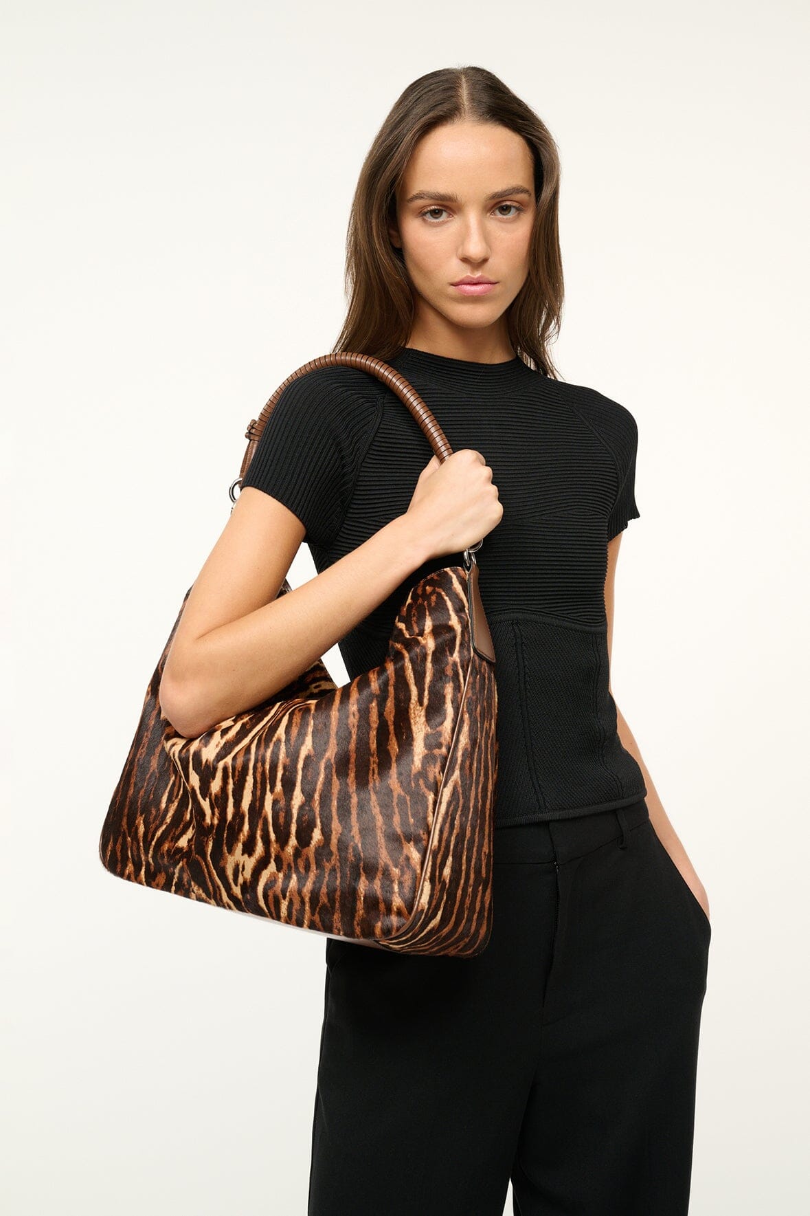 Slouchy Leopard Print Hobo Tote with Removable Strap | Perry Bag