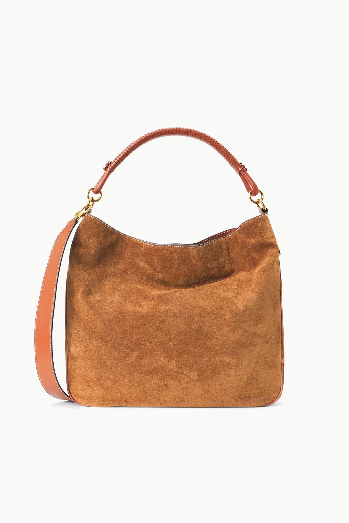 Tan Suede Hobo Tote Bag with Leather Handle | Perry Bag