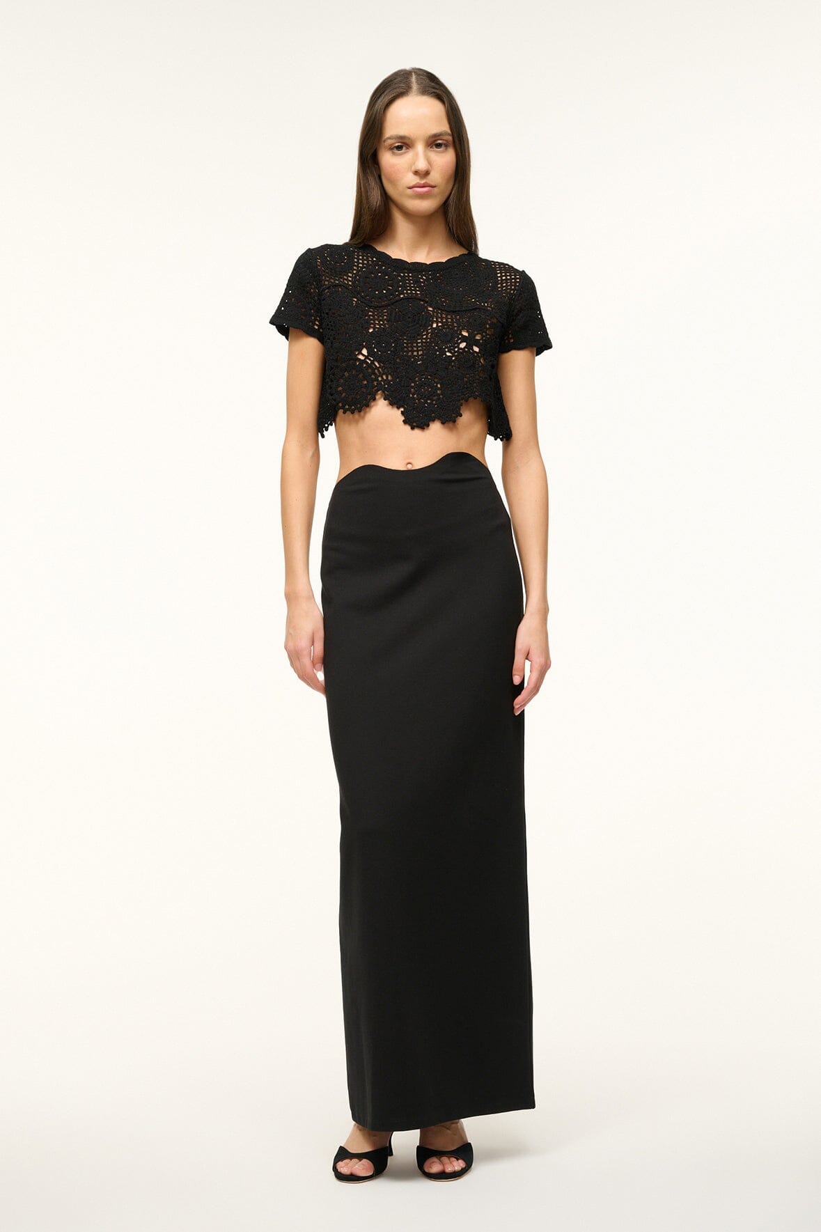 Maxi Column Skirt with Asymmetrical Waistband | Petunia Black
