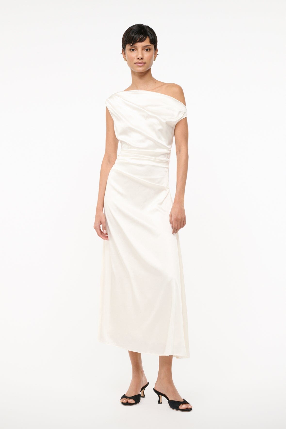 Off-the-Shoulder Silk Dress for Special Occasions | Phare Ivory