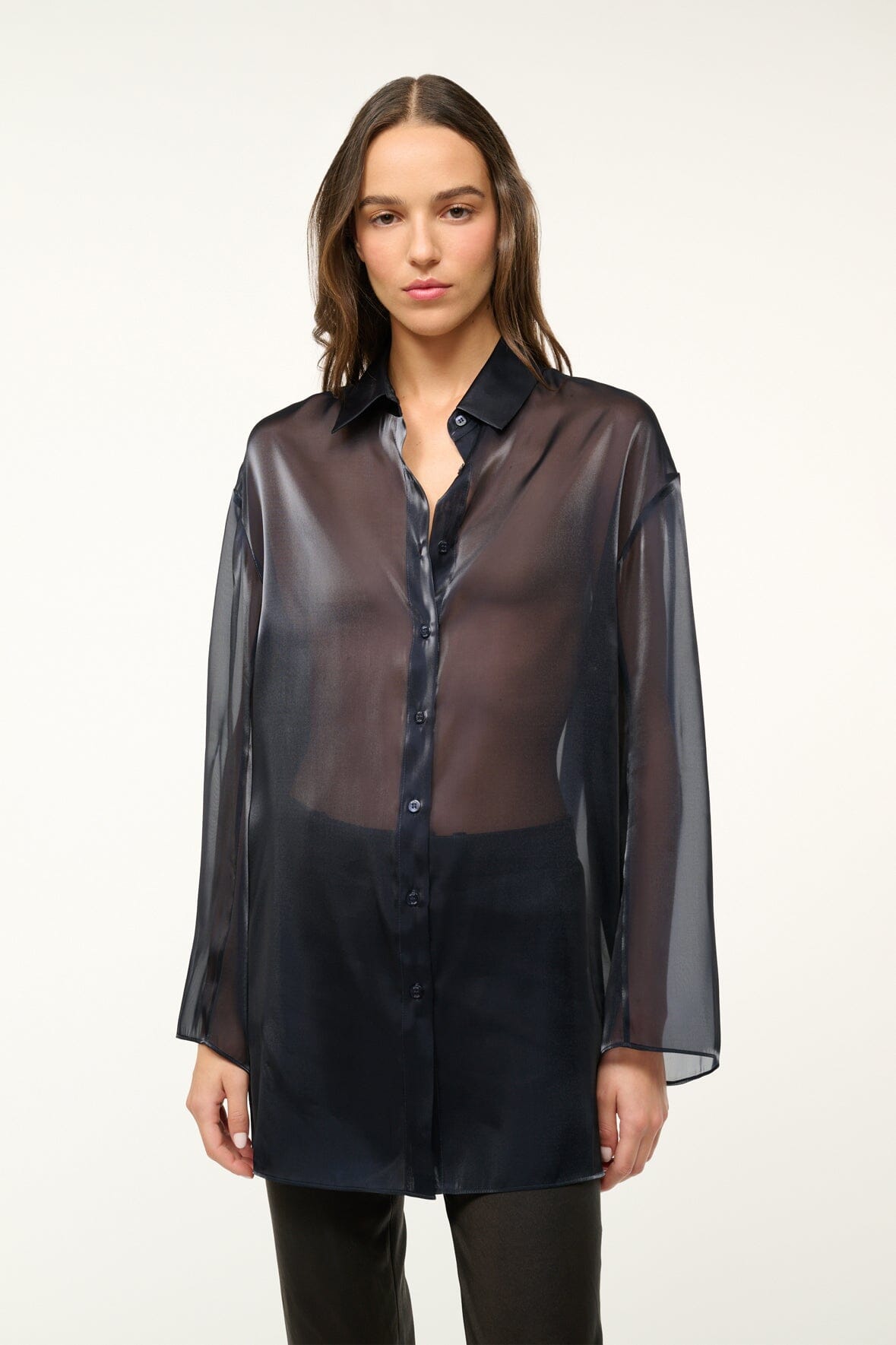 Iridescent Organza Collared Tunic | Allen Top