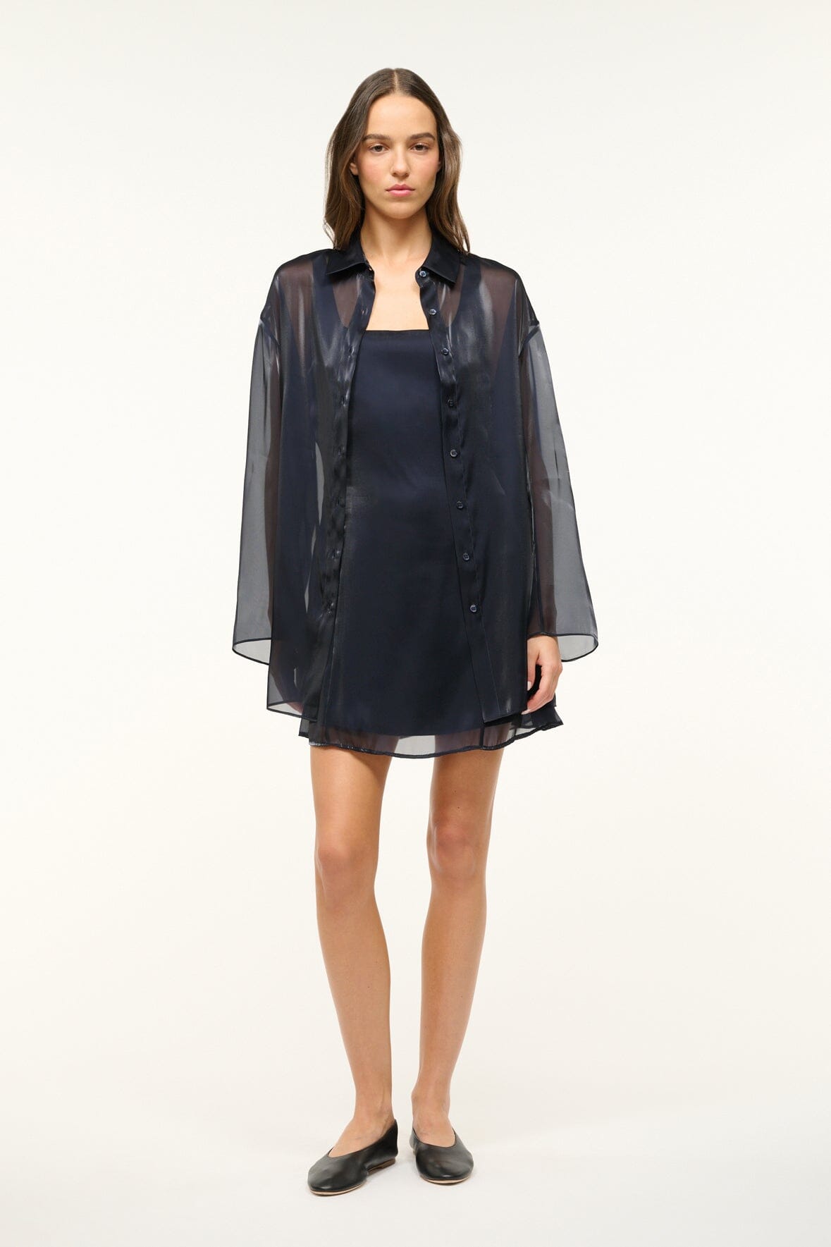 Iridescent Organza Collared Tunic | Allen Top