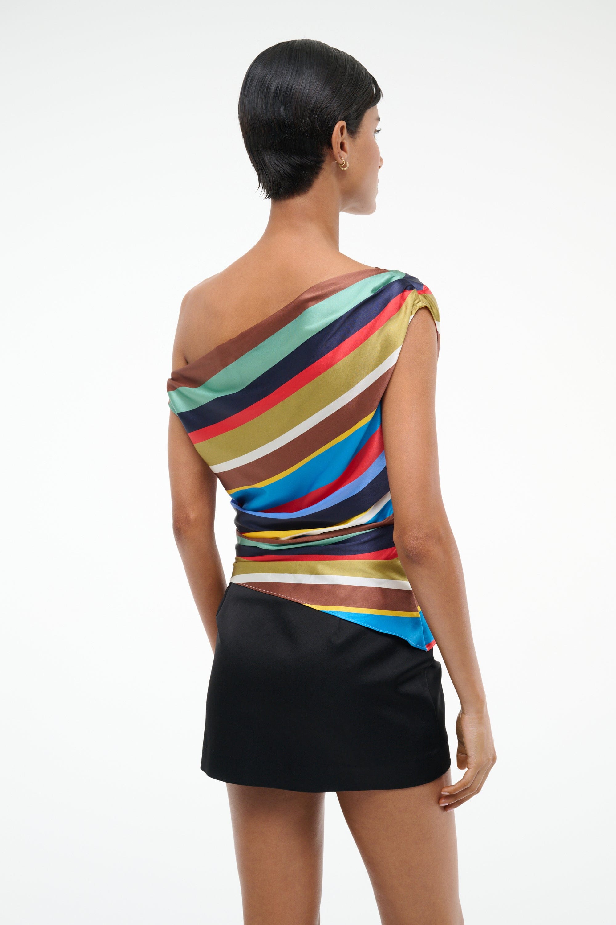 Silk Off-the-Shoulder Top with Stretch | Phare Market Stripe