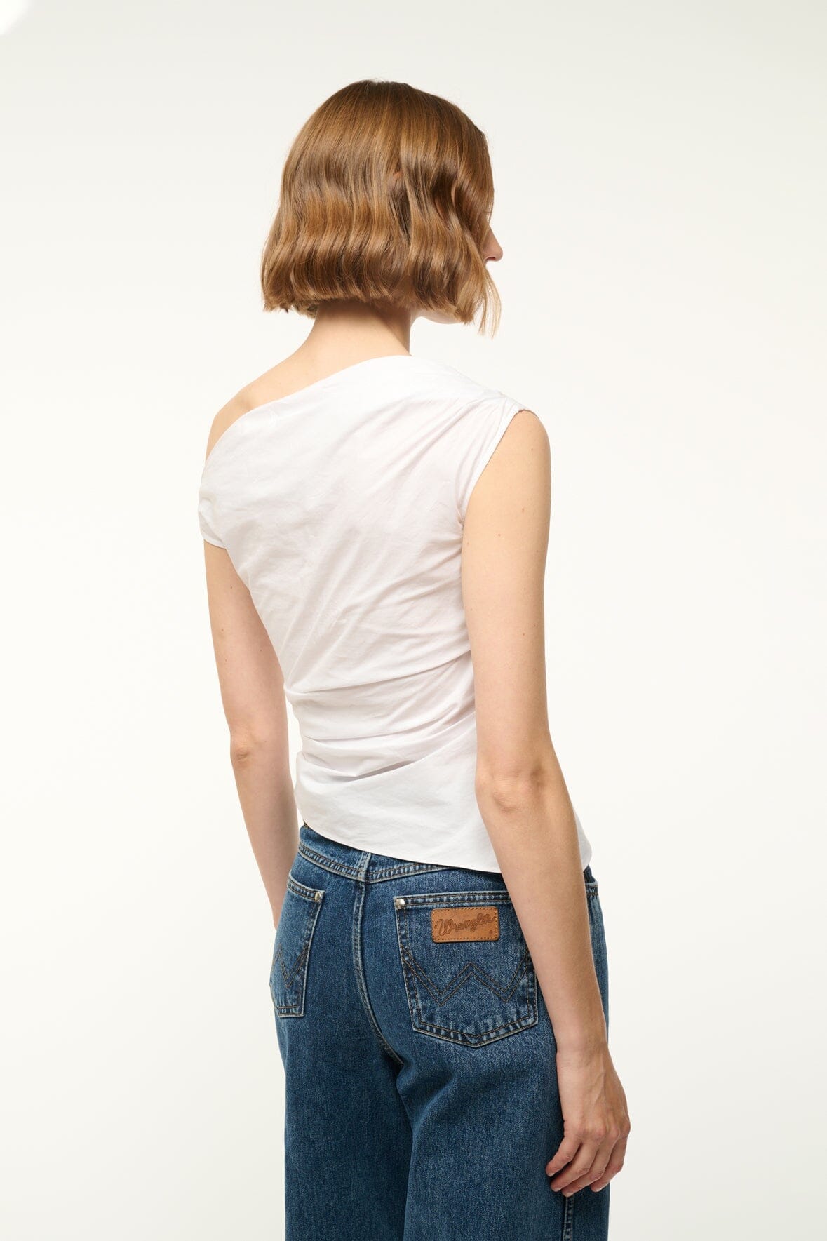 Off-the-Shoulder Cotton Poplin Top with Ruching | Phare White