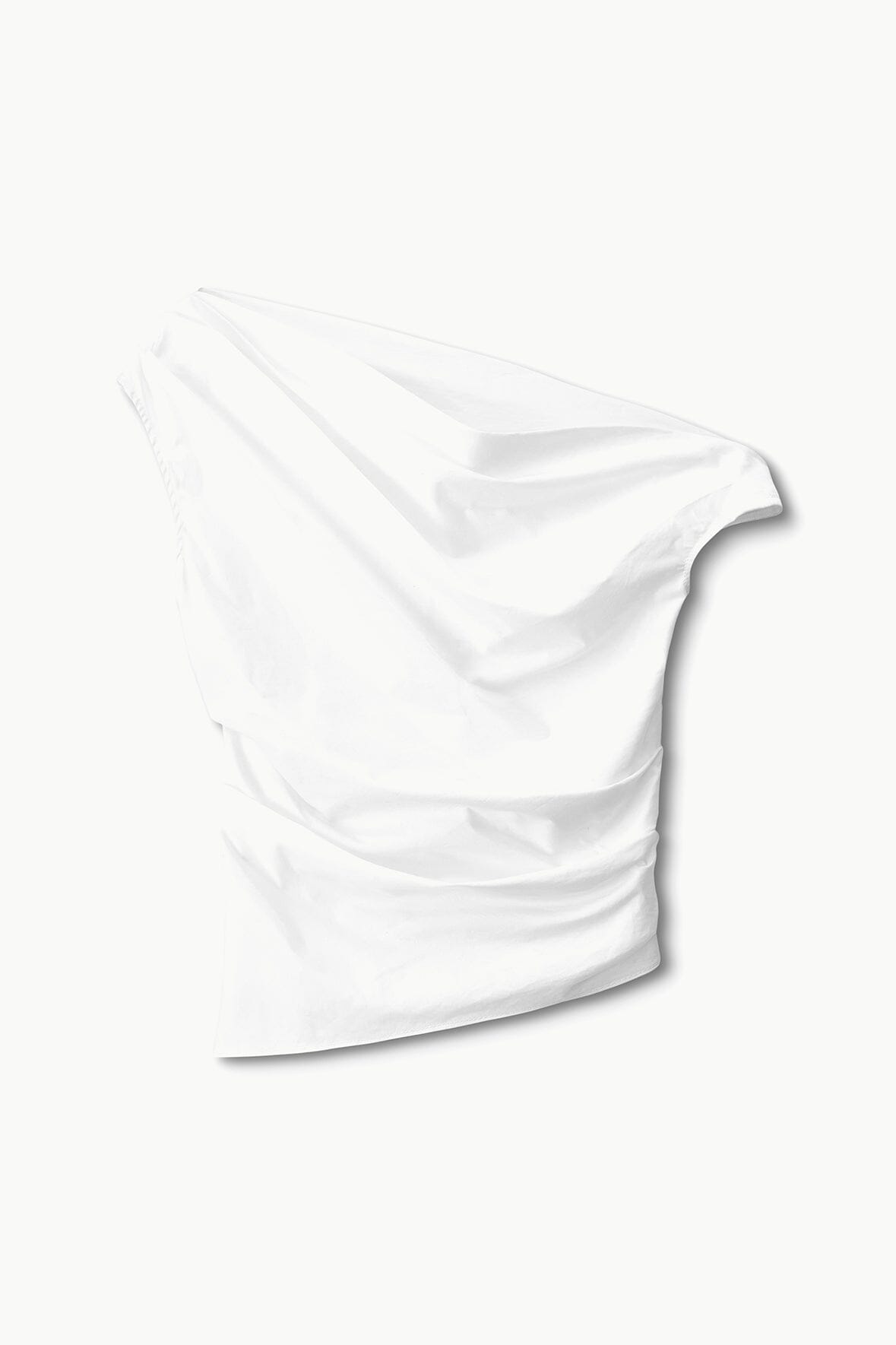 Off-the-Shoulder Cotton Poplin Top with Ruching | Phare White