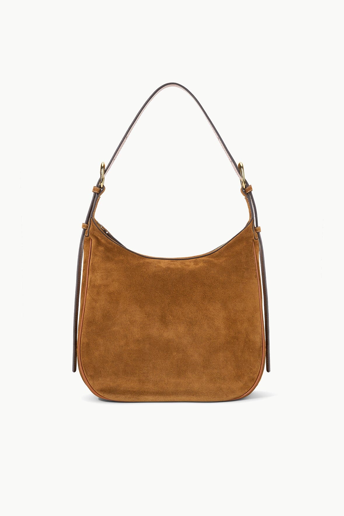 Tan Suede Hobo Bag with Adjustable Strap & Zipper Pocket | Pine
