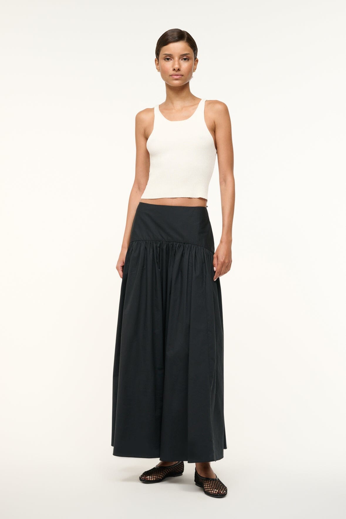 Maxi Skirt with Curved Yoke & Hidden Zipper | Procida Black