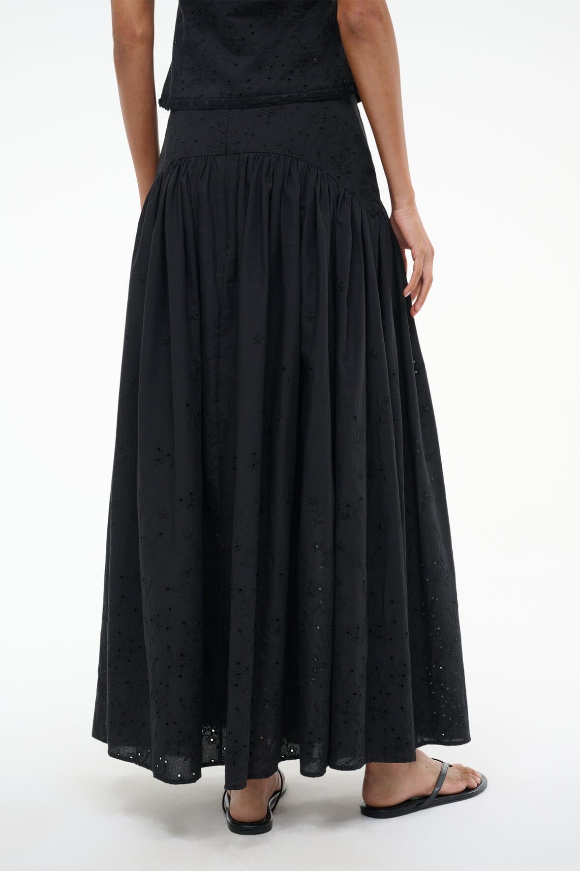 Black Eyelet Maxi Skirt with Hidden Zipper | Procida